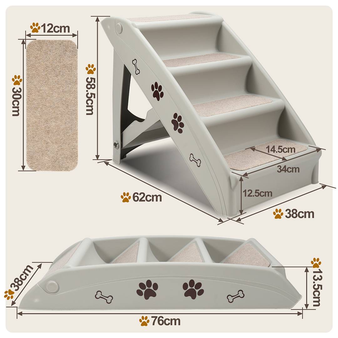 Hunderampe Hundetreppe 4 Stufen Klappbar Einstiegshilfe Tiertreppe Tierrampe Haustiertreppe Rampe Einstieghilfe