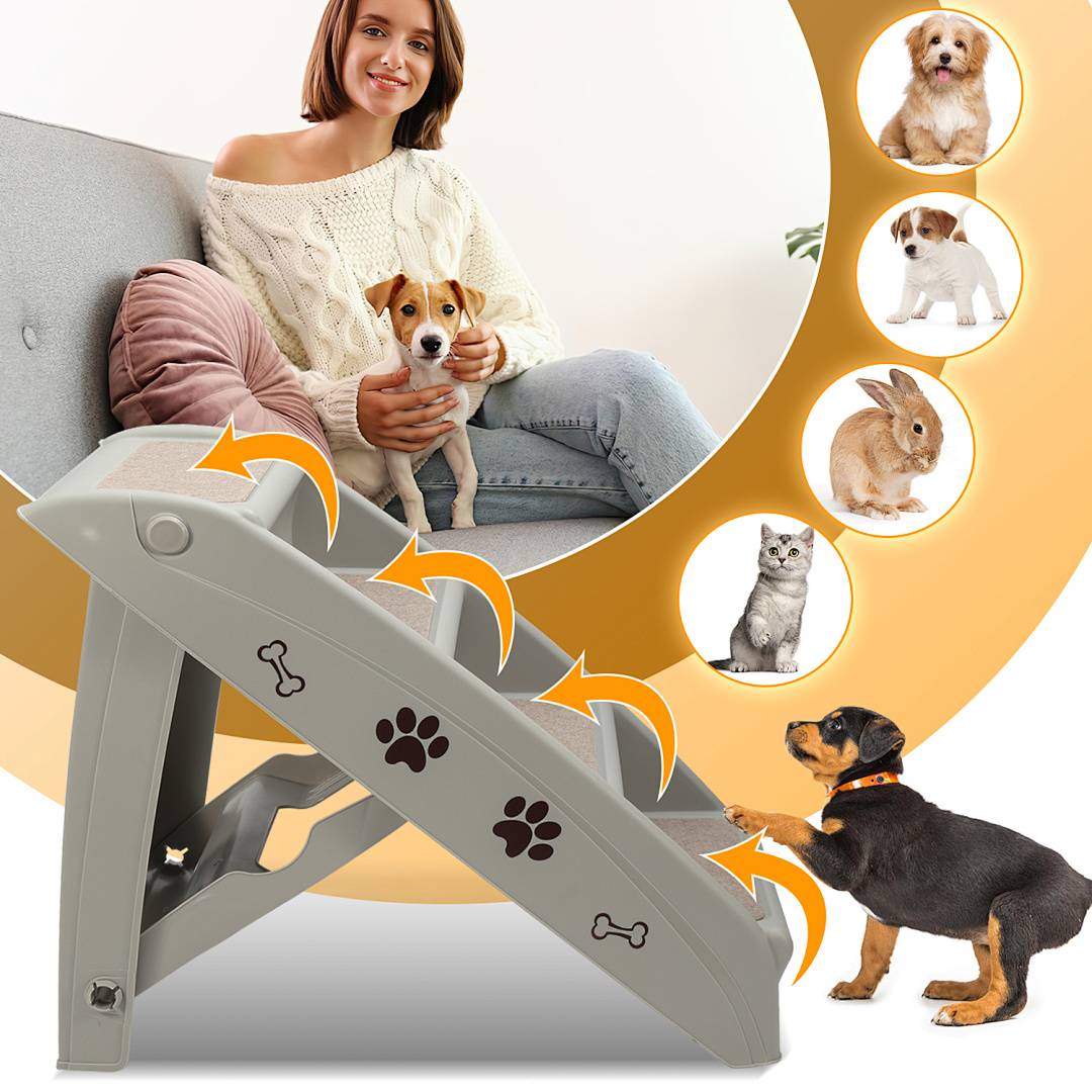 Hunderampe Hundetreppe 4 Stufen Klappbar Einstiegshilfe Tiertreppe Tierrampe Haustiertreppe Rampe Einstieghilfe