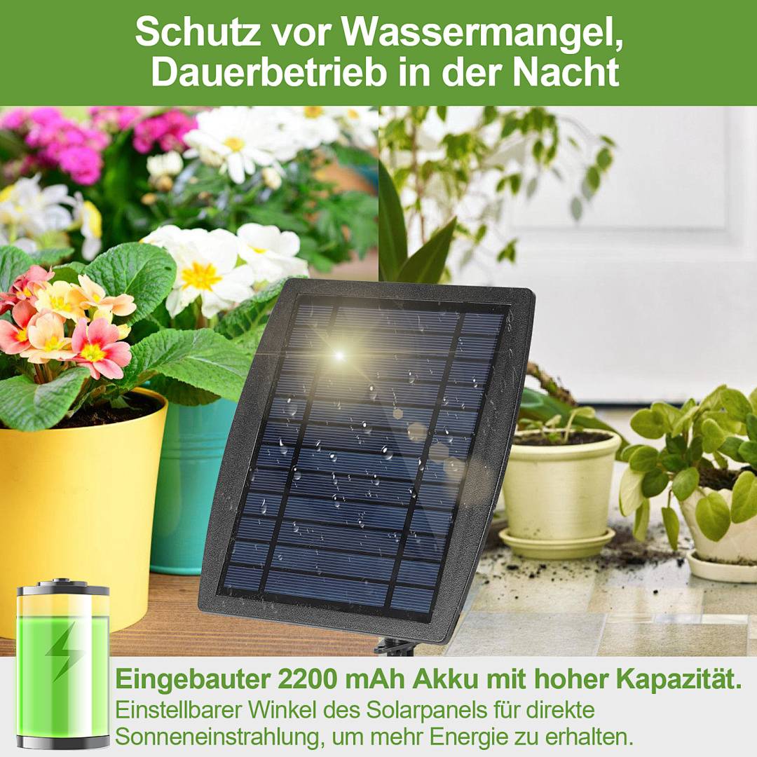 Solar Bewässerungssystem Automatisch Pflanzenbewässerung 20 Tropfer Bewässerung Timer Doppelpumpe Bewässerungssystem Wasserspender Bewässerung m