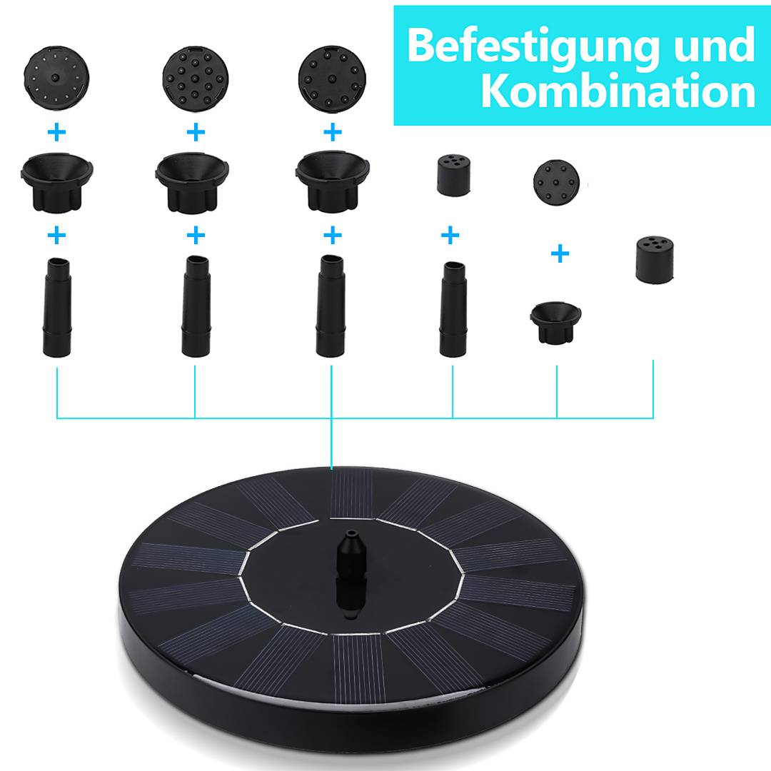 Solarpumpe Teichpumpe Solar Springbrunnen 190L/H Fontäne Garten Wasserspiel Brunnen Pumpe solar springbrunnen