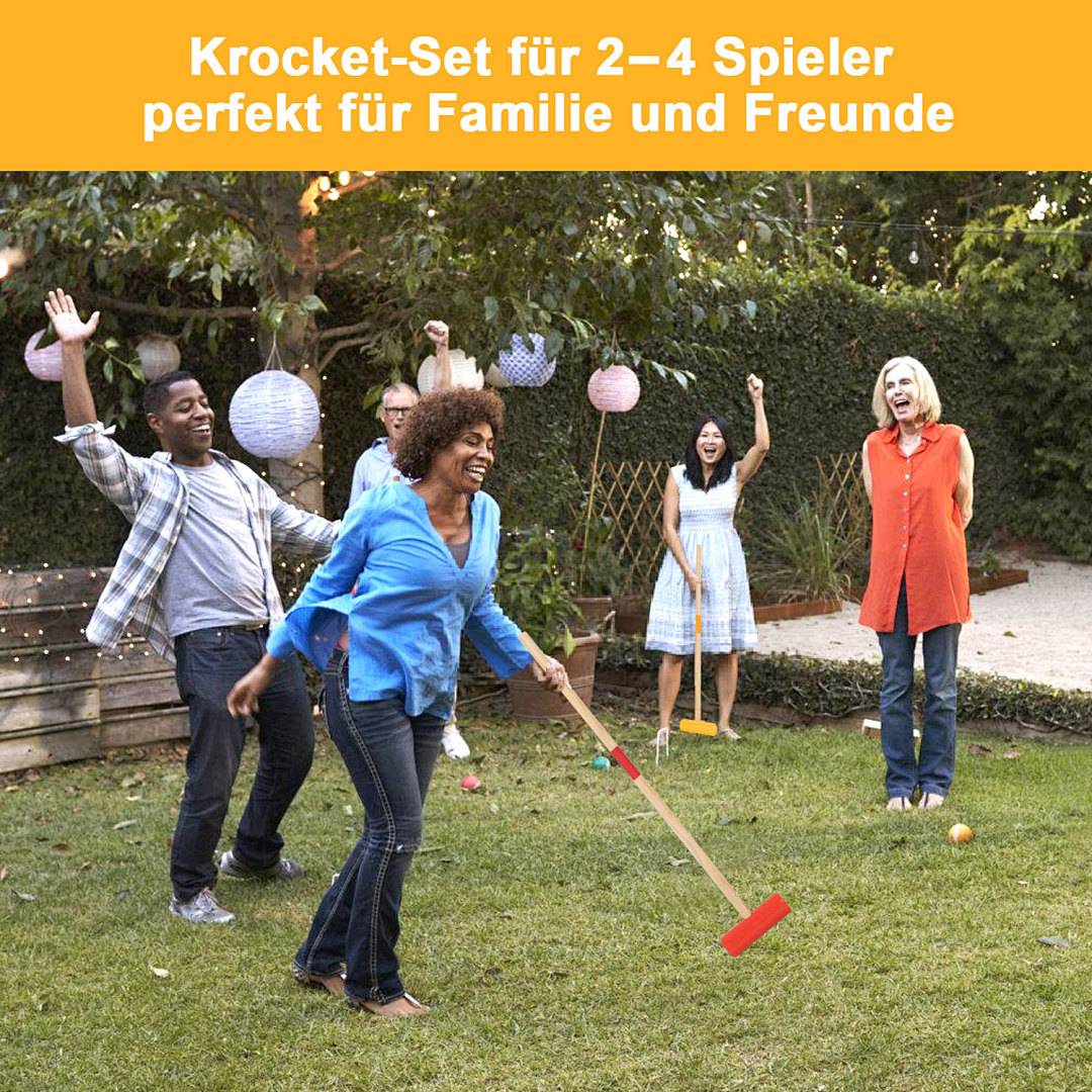 Krocket Spiel Croquet für 4 Spieler aus Holz Gartenspiel Krocketspiel Garden Crocket Erwachsene & Kids