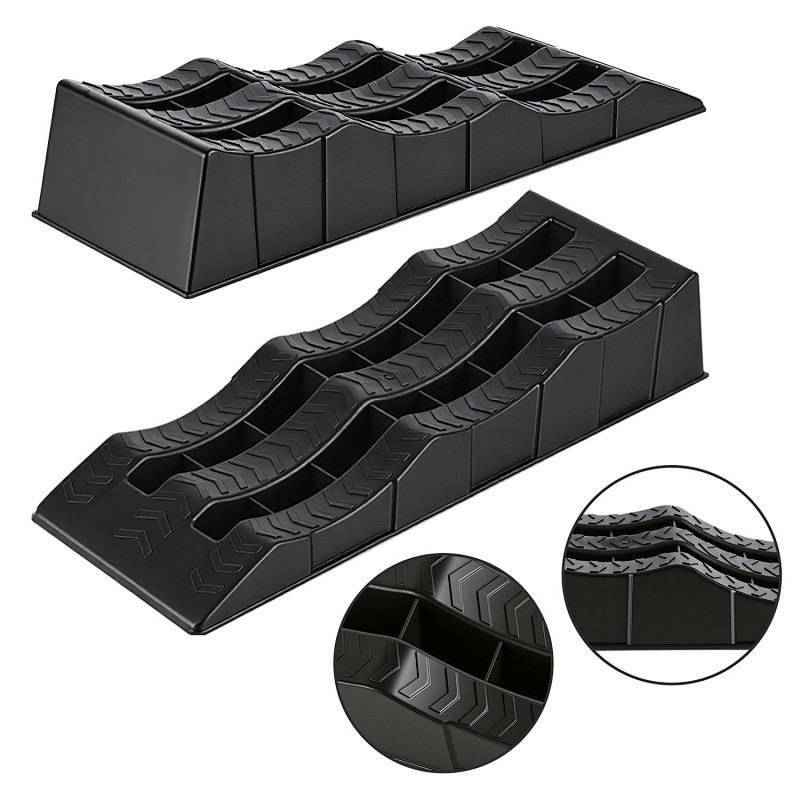 2x Auffahrkeile Wohnmobil Stufenkeil schwarz Keil Auffahr Stufen Wohnwagen Ramp Rampe