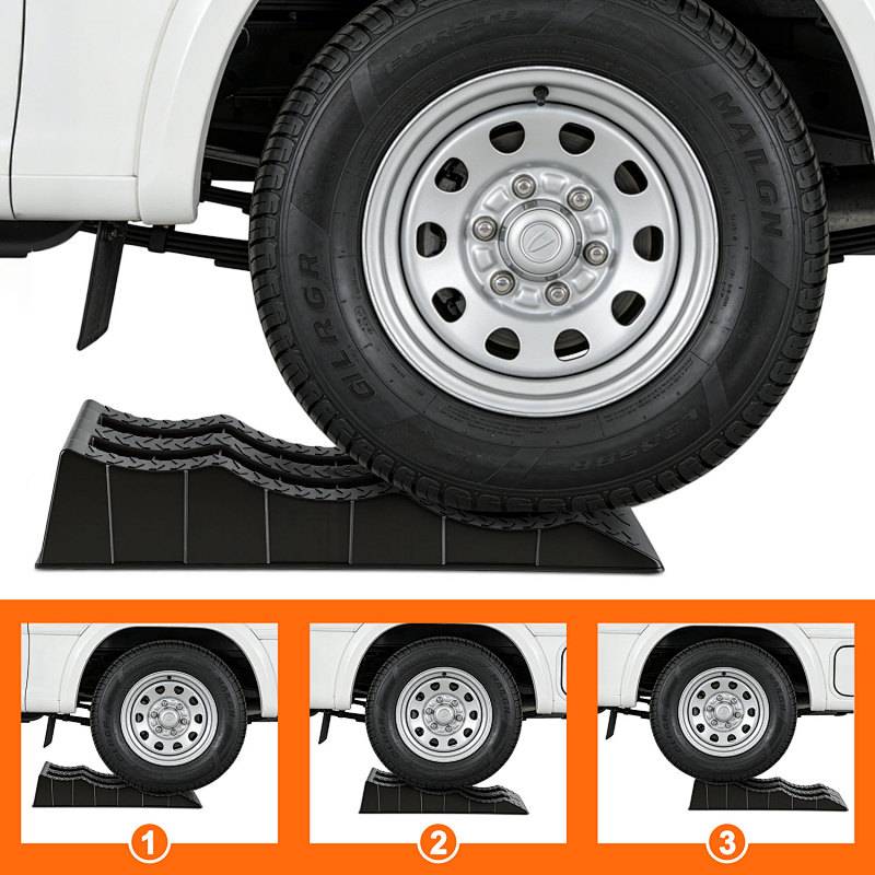 2x Auffahrkeile Wohnmobil Stufenkeil schwarz Keil Auffahr Stufen Wohnwagen Ramp Rampe