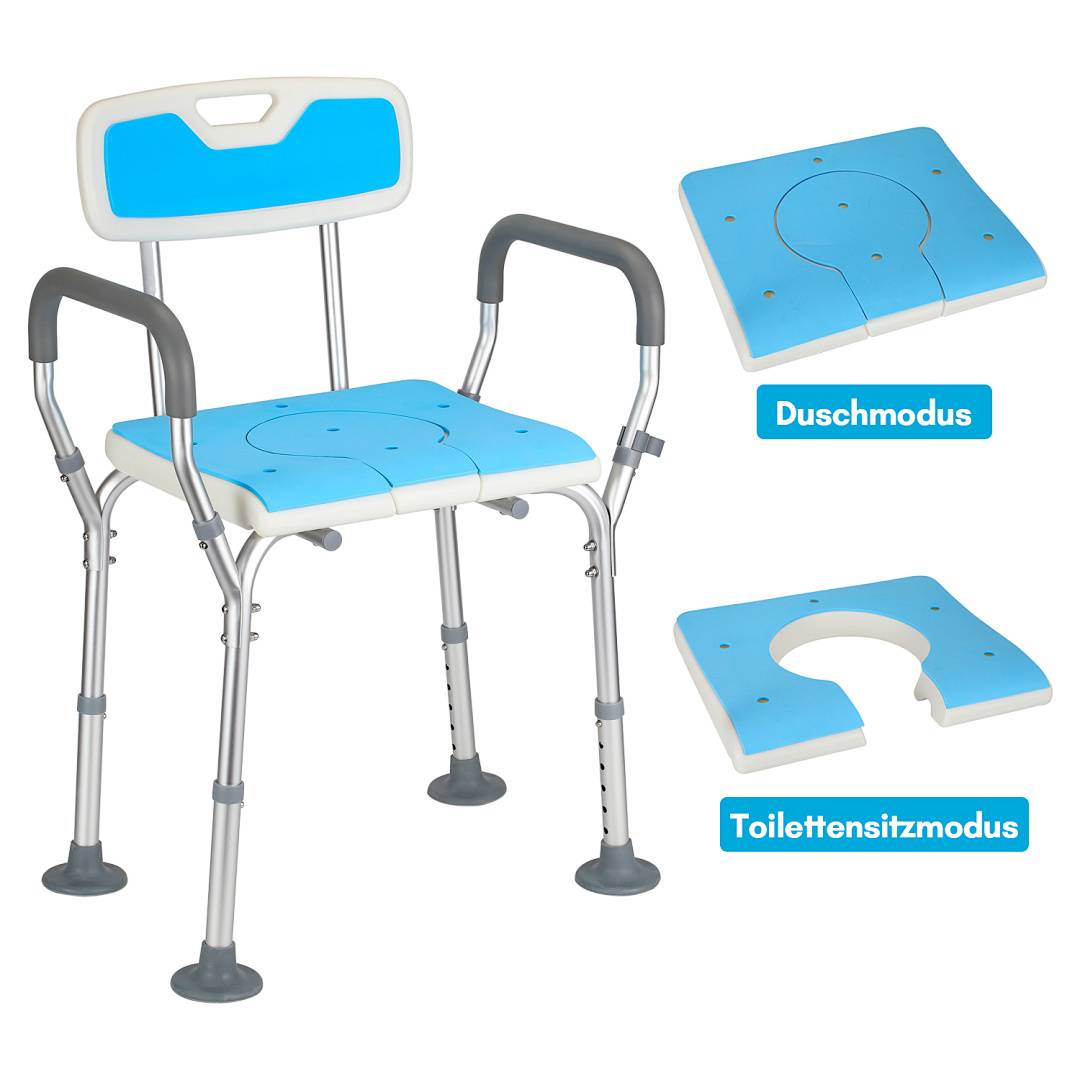 Badhocker Duschhocker Höhenverstellbarer Alu Badestuhl Verstellbar Badehilfe Duschstuhl Quadrat Duschsitz