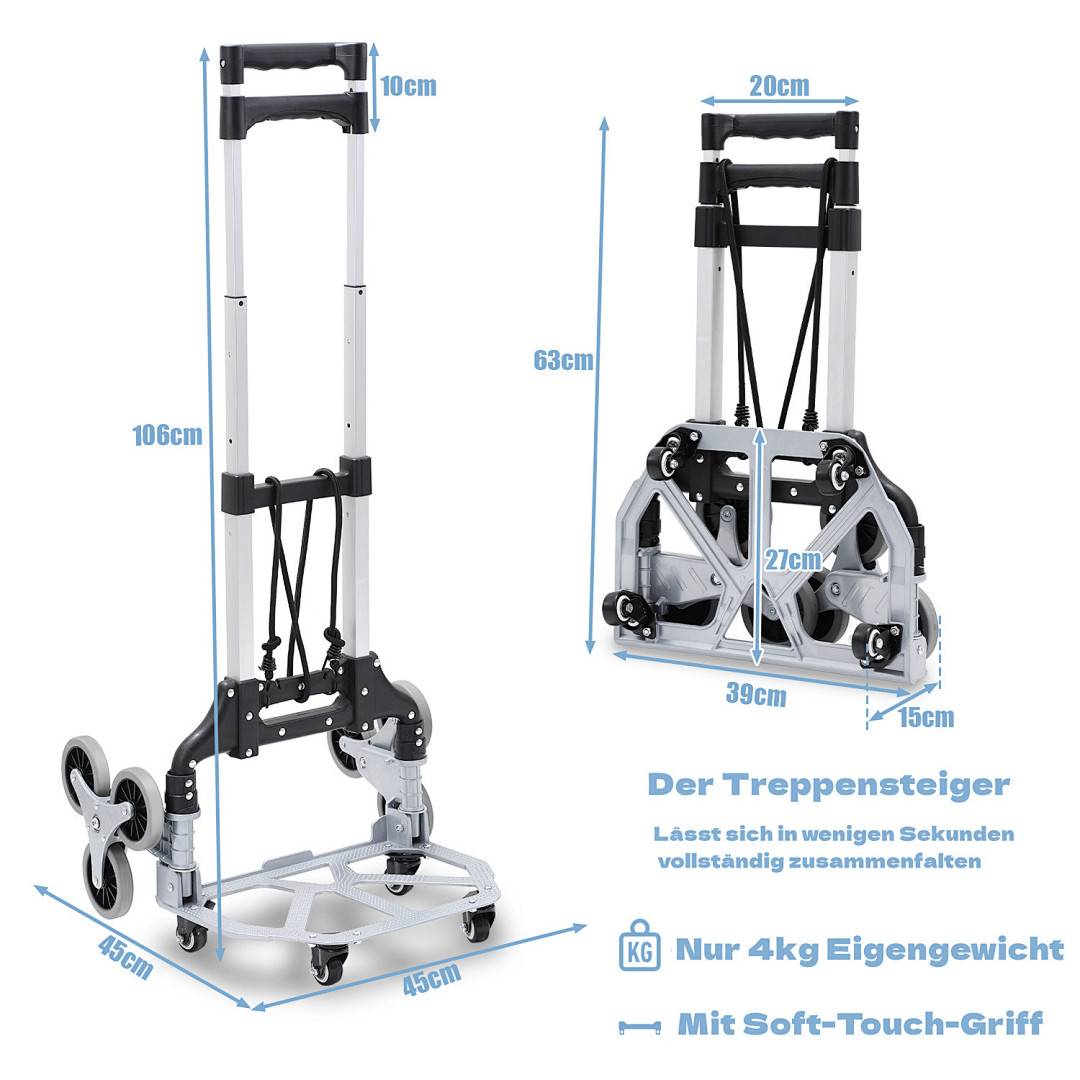 Treppensteiger sackkarre Treppensackkarre bis 75kg Sackkarre treppe Transportkarre Treppensteiger klappbar Treppenkarre Stapelkarre