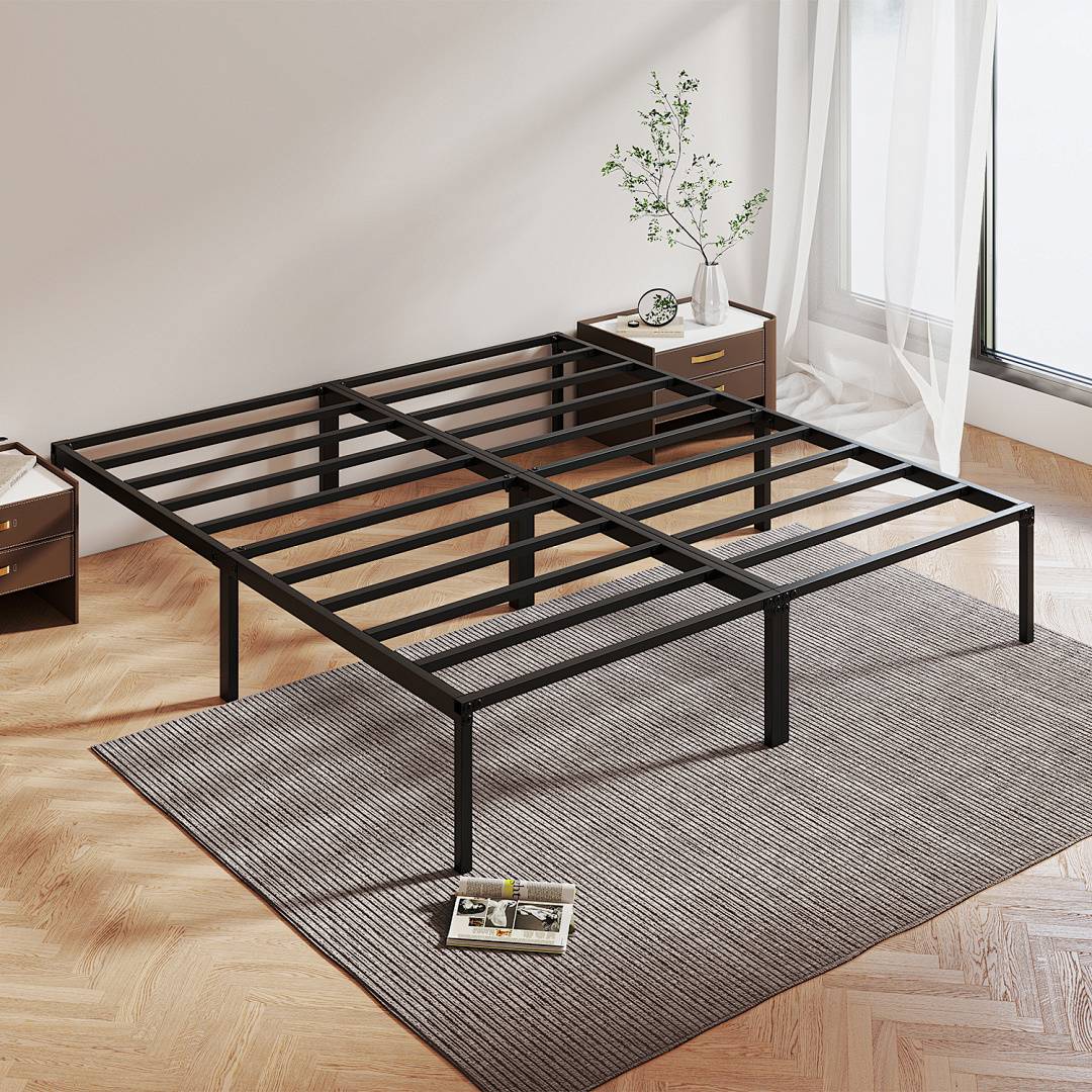 Bettgestell Metallbett 90x200cm geräuscharm hochtragfähig Bettrahmen klappbar Metallbett Einzelbett