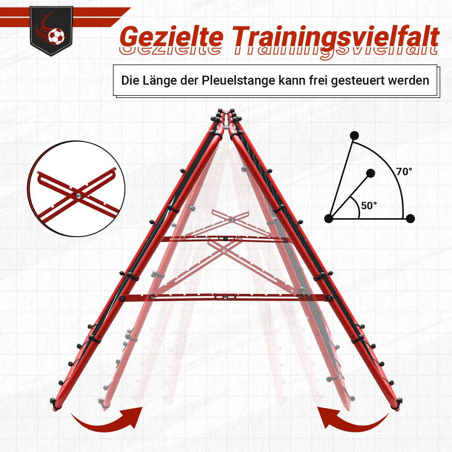 Doppelseitiges Fußball-Rückprallnetz 120 x 120 cm mit 420D-Zielplane, verstellbarer Winkel, klappbar, Trainingsnetz für Garten und Fußballtraining