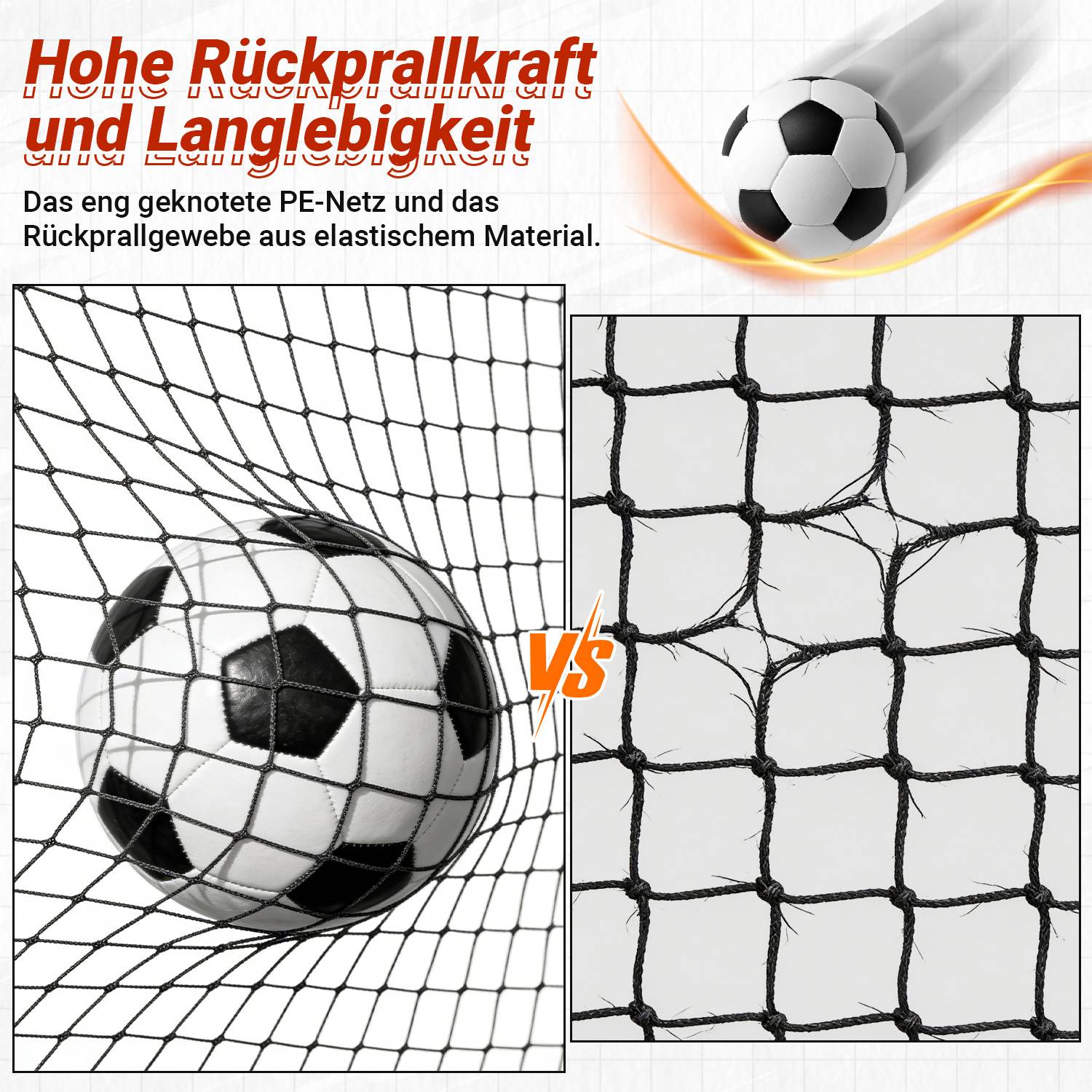 2er Set verstellbares Fußball-Rückprallnetz 1 m mit Stahlfedern, Einzelpfosten und PE-Netz, Winkel 40-110°, Trainingsnetz für Garten und Fußballt