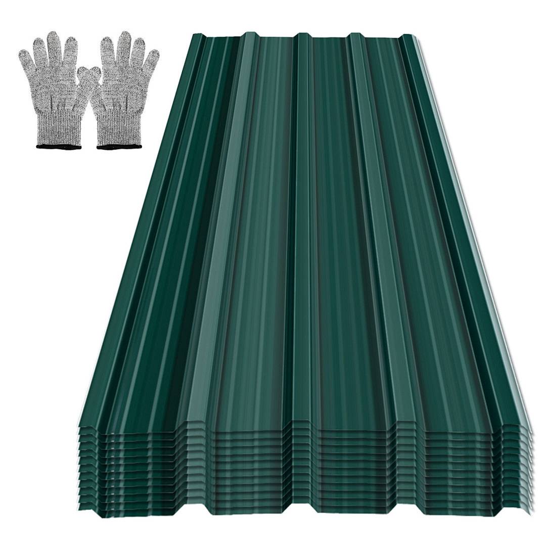 12x Trapezblech Metall Dachplatten für 7.12 m², Stahlblech Profilblech für Carports, Gerätehäuser und Dächer, Wellenprofil Dachblech - Grün