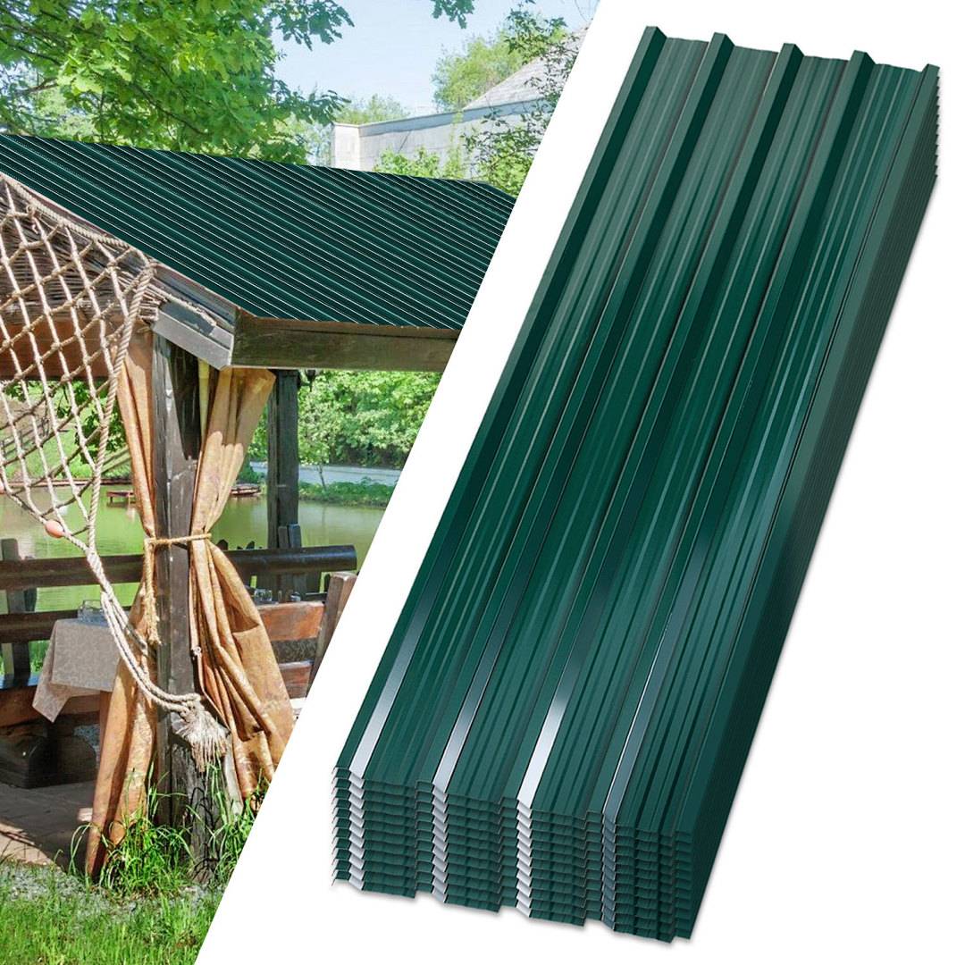24x Trapezblech Metall Dachplatten für 14.24 m², Stahlblech Profilblech für Carports, Gerätehäuser und Dächer, Wellenprofil Dachblech - Grün