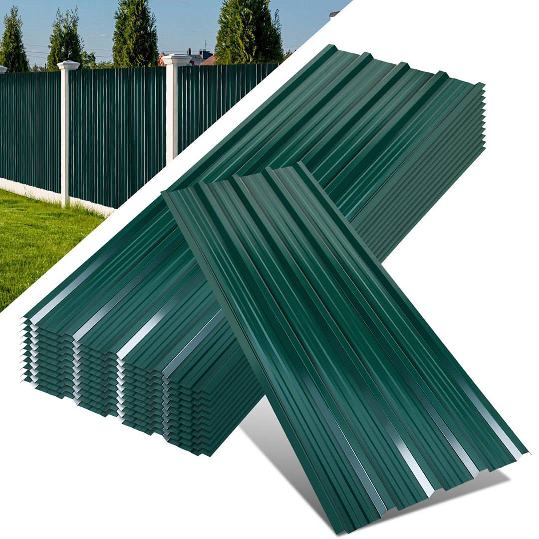 36x Trapezblech Metall Dachplatten für 21.36m², Stahlblech Profilblech für Carports, Gerätehäuser und Dächer, Wellenprofil Dachblech - Grün