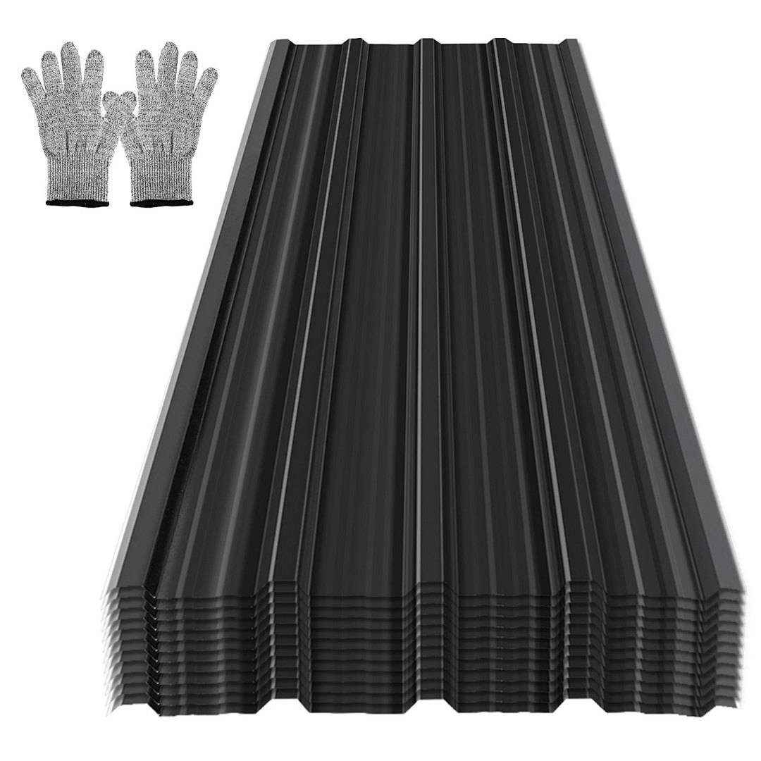 12x Trapezblech Metall Dachplatten für 7.12 m², Stahlblech Profilblech für Carports, Gerätehäuser und Dächer, Wellenprofil Dachblech - Anthrazit