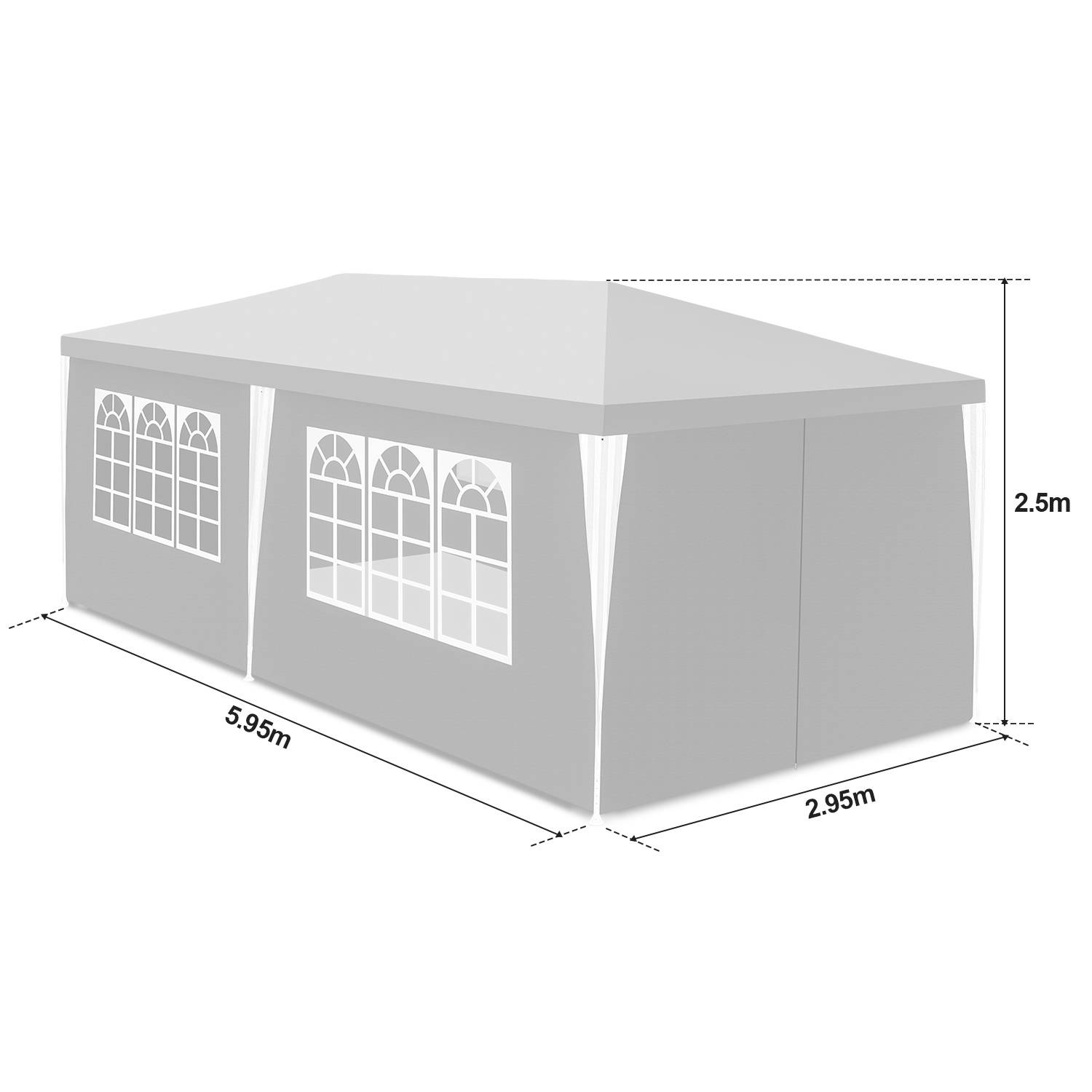 3 x 6 m Garten Pavillon mit 5 Seitenteilen tragbares wasserdichtes Zelt, weiß für Camping / Garten / Hochzeit / Strand
