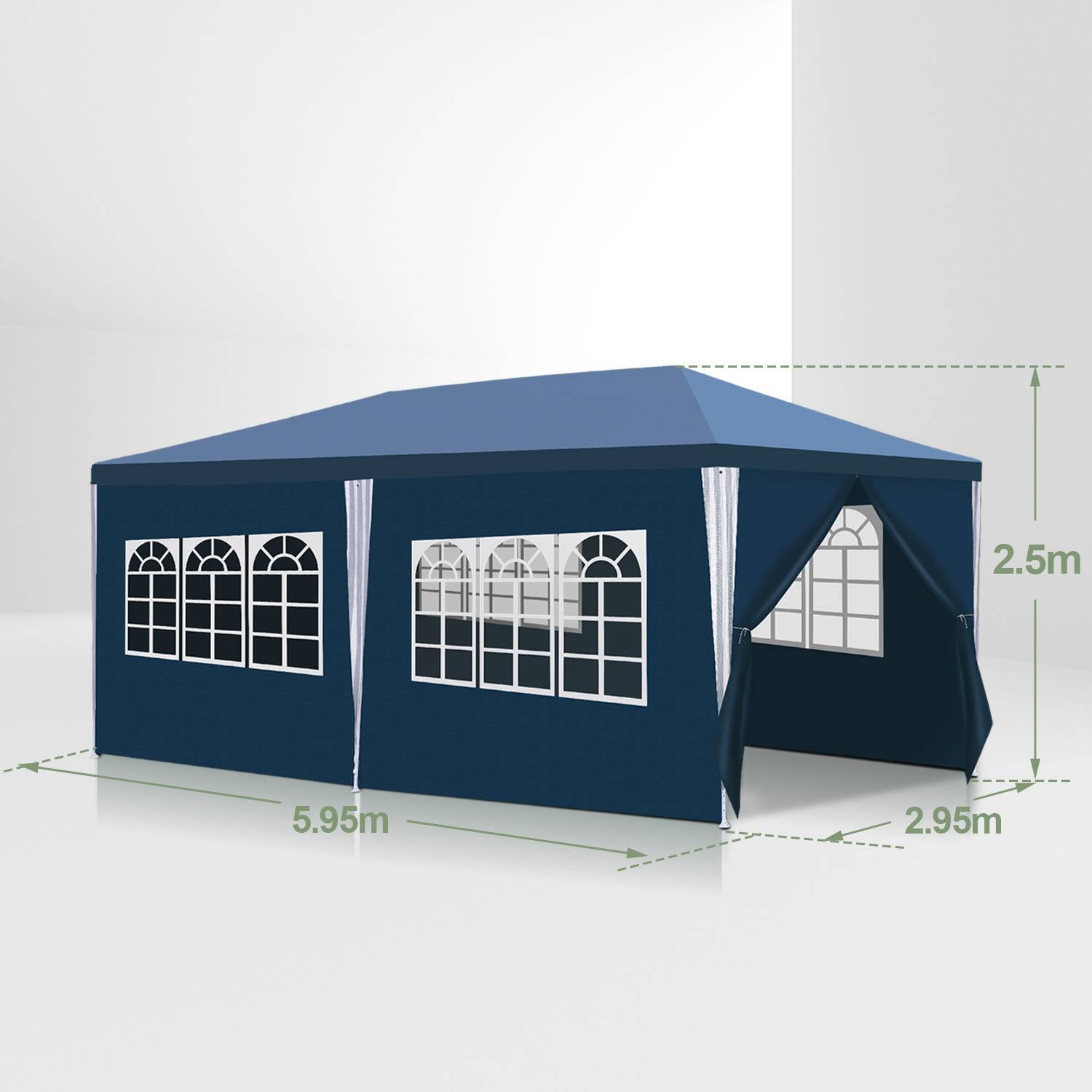 3 x 6 m Garten Pavillon tragbares wasserdichtes Zelt mit Seitenteilen, blau für Camping / Garten / Hochzeit / Strand