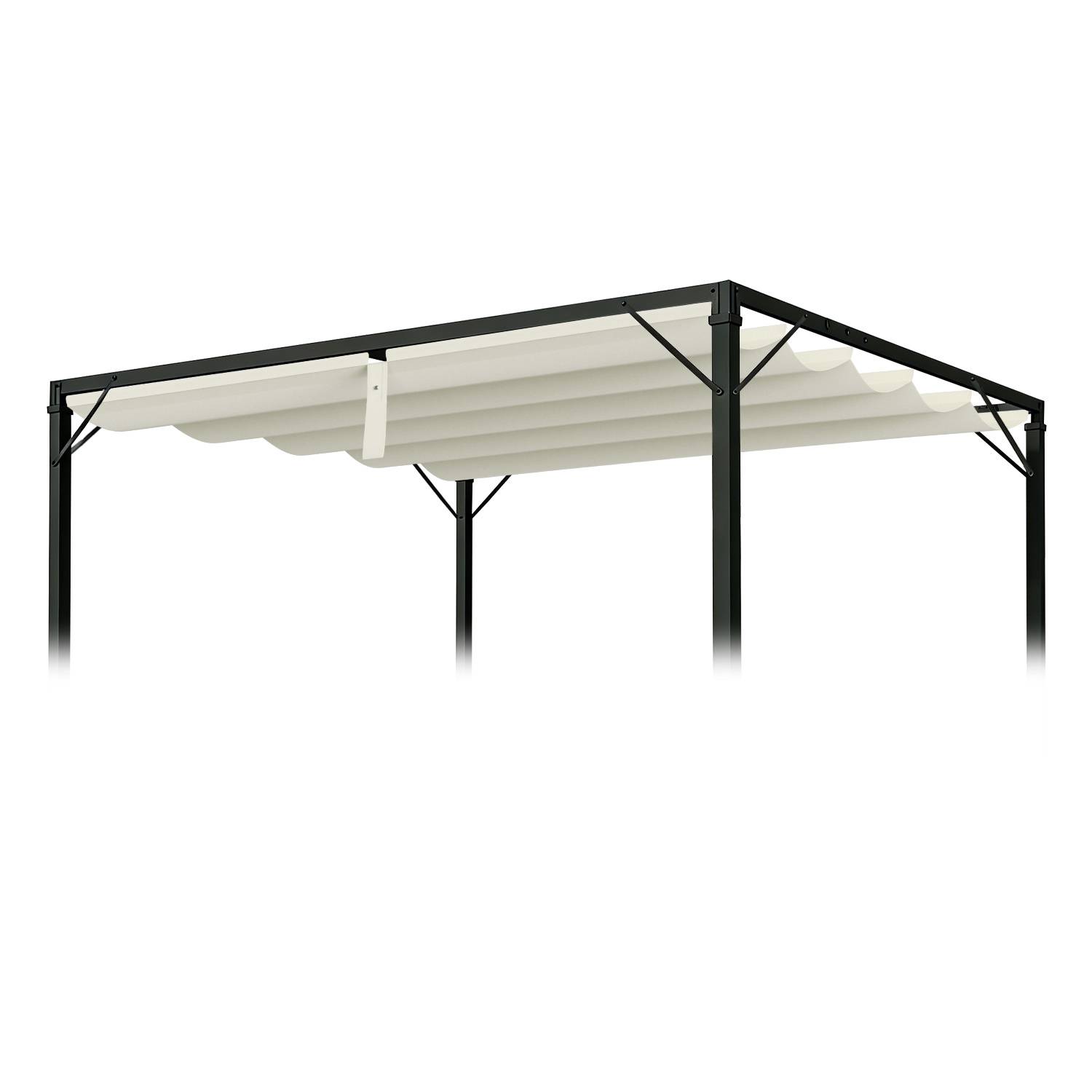 Ersatzdach für Pavillon 258x335 cm, Cremeweiß, Pavillon Dachbezug aus Polyester mit PA-Beschichtung, UV-beständig, Ersatzdach für Gartenpavillon