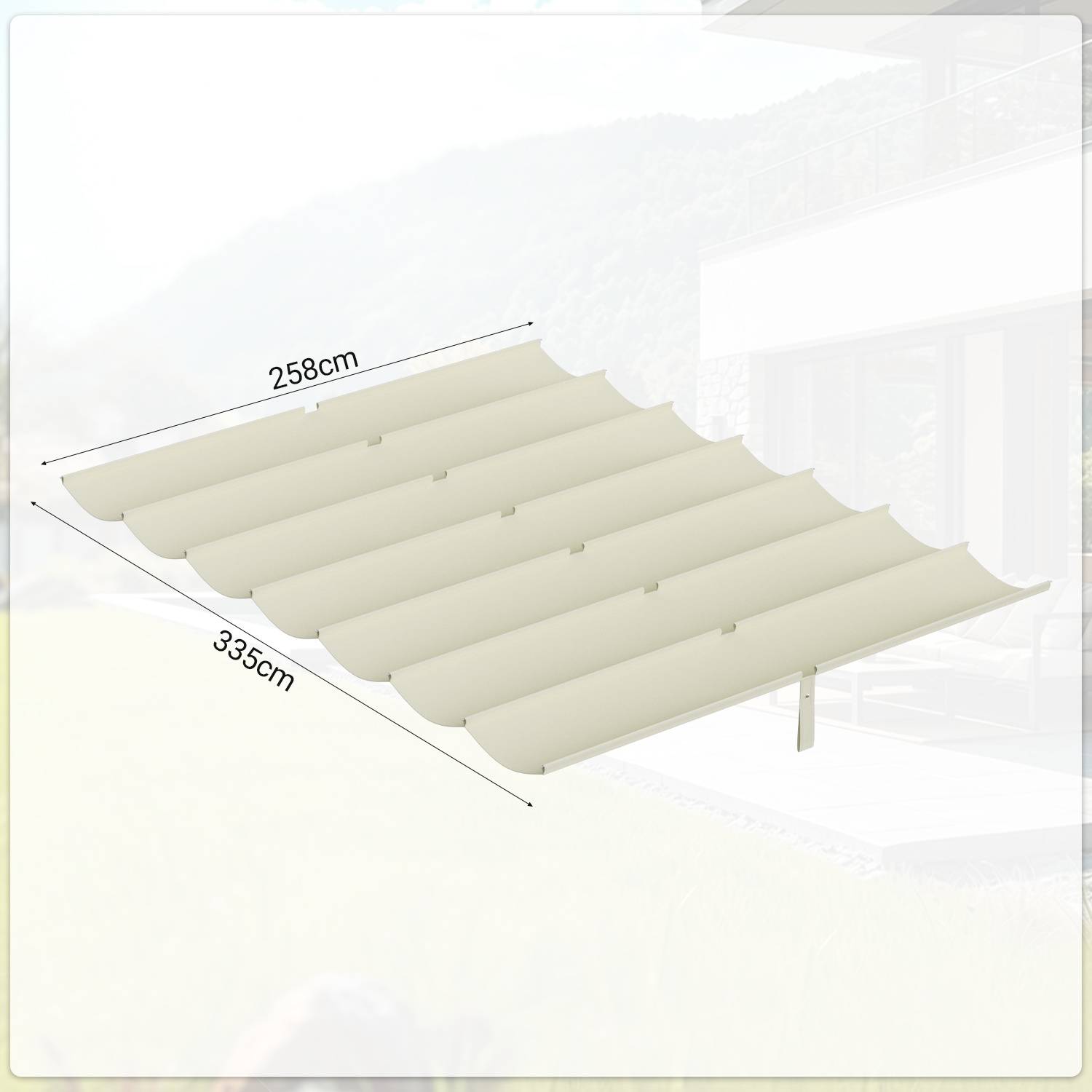 Ersatzdach für Pavillon 258x335 cm, Cremeweiß, Pavillon Dachbezug aus Polyester mit PA-Beschichtung, UV-beständig, Ersatzdach für Gartenpavillon
