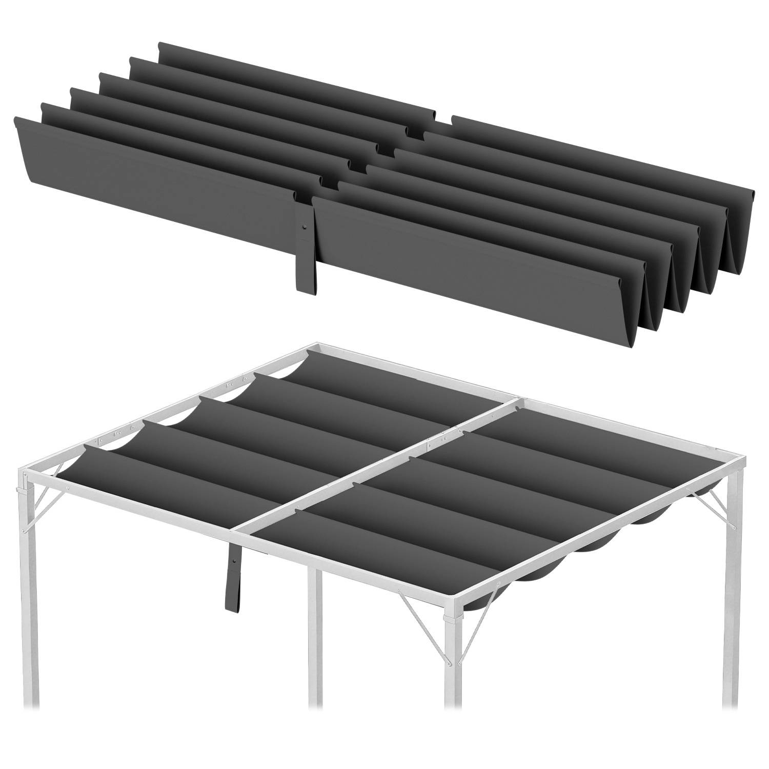 Ersatzdach für Pavillon 258x335 cm, Dunkelgrau, Pavillon Dachbezug aus Polyester mit PA-Beschichtung, UV-beständig, Ersatzdach für Gartenpavillon