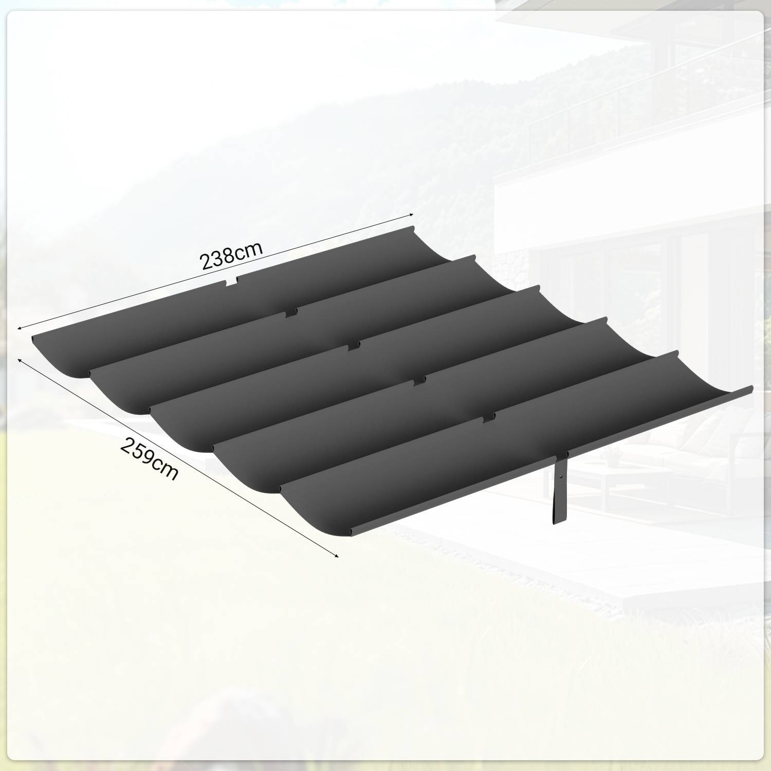 Ersatzdach für Pavillon 238x259 cm, Dunkelgrau, Pavillon Dachplane aus Polyester mit PA-Beschichtung,UV-beständig, Ersatz-Pavillondach für Garten