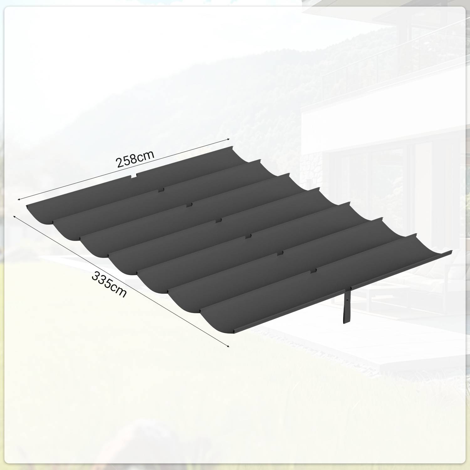 Ersatzdach für Pavillon 258x335 cm, Dunkelgrau, Pavillon Dachbezug aus Polyester mit PA-Beschichtung, UV-beständig, Ersatzdach für Gartenpavillon