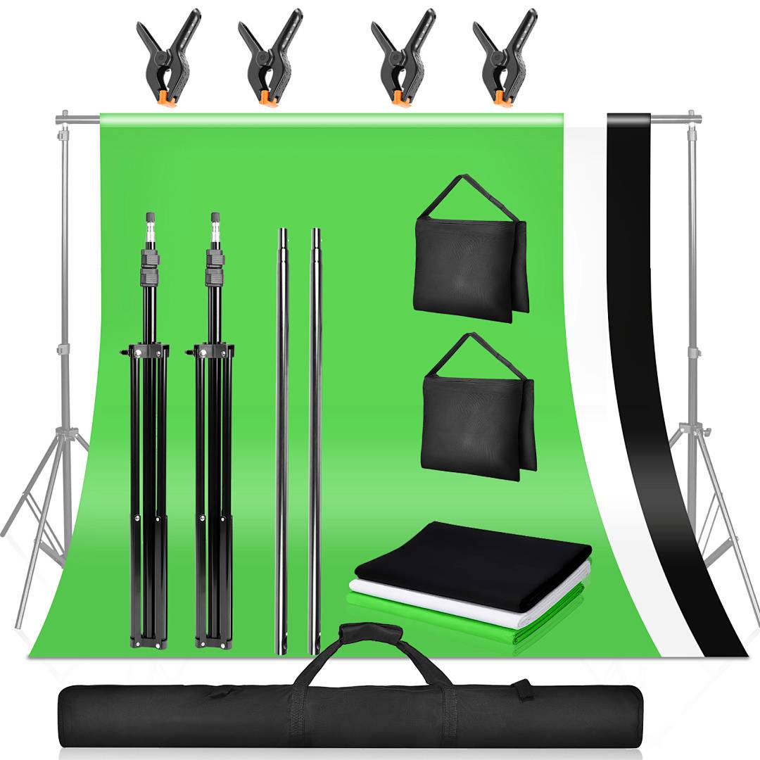 3x2M Hintergrundsystem Fotostudio Hintergrund Teleskop Profi Fotografie Ständer Stativ Komplettset Tasche Set