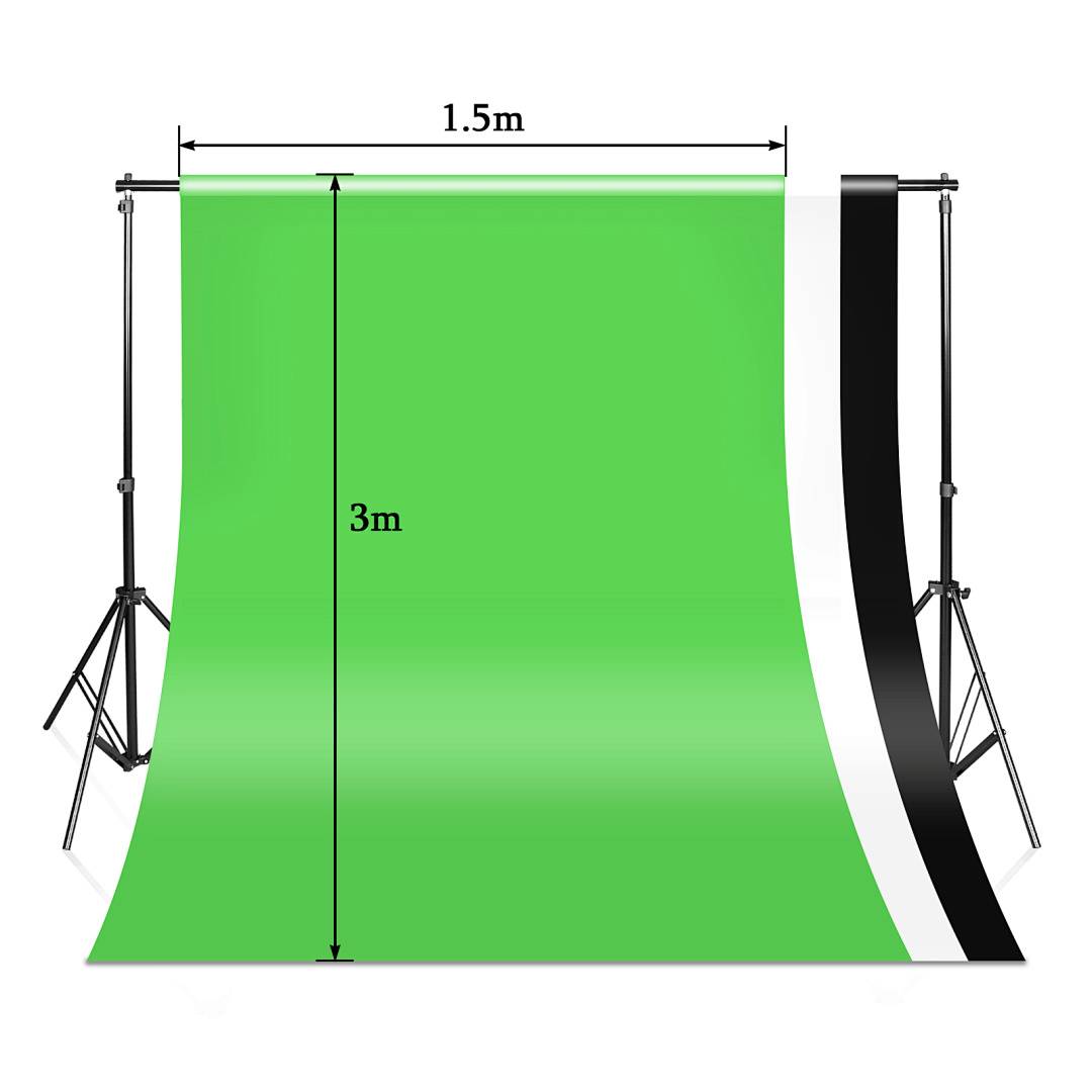 3x2M Hintergrundsystem Fotostudio Hintergrund Teleskop Profi Fotografie Ständer Stativ Komplettset Tasche Set