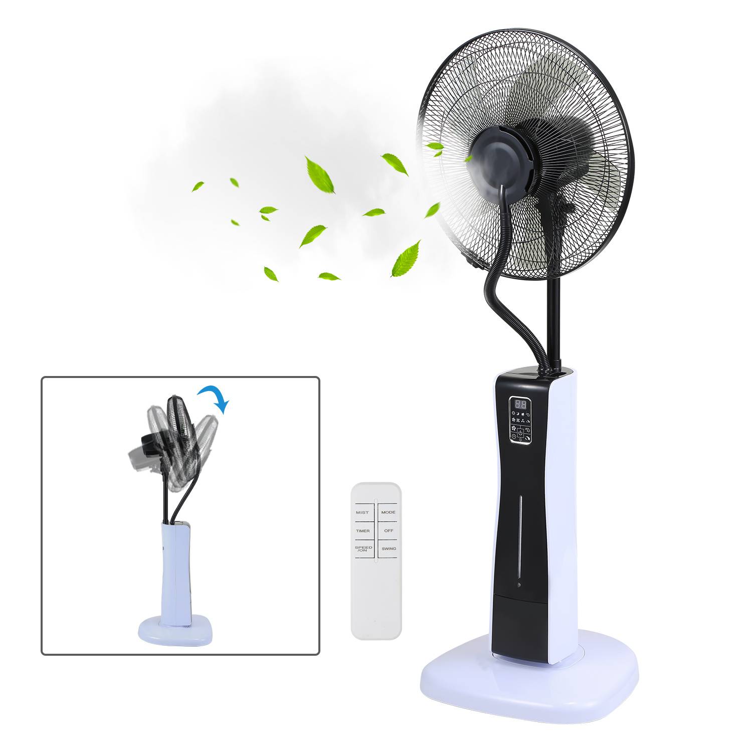 Standventilator Ventilator mit Nebelfunktion 75 W Fernbedienung leise Luftbefeuchter Luftkühler Wasser 2 in 1