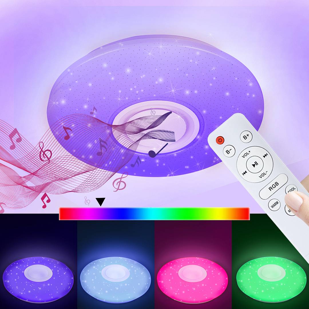 36W LED Deckenleuchte Sternenhimmel Bluetooth Musik Deckenlampe Lampe Badleuchte Badlampe Leuchte Wohnzimmerlampe