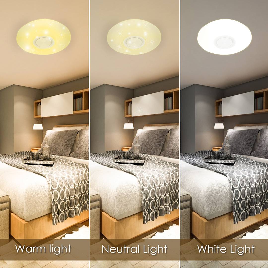 36W LED Deckenleuchte Sternenhimmel Bluetooth Musik Deckenlampe Lampe Badleuchte Badlampe Leuchte Wohnzimmerlampe