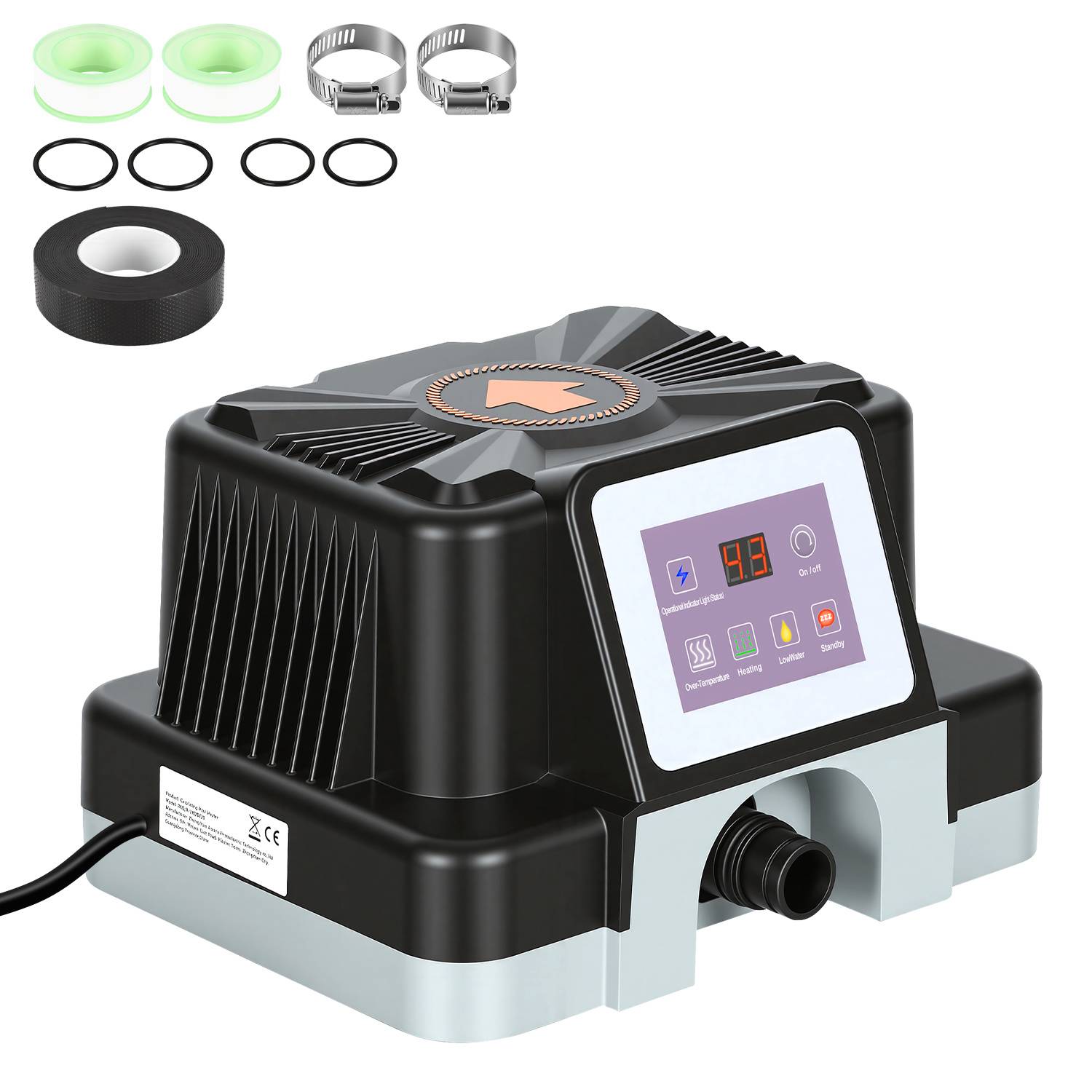 Elektrische Poolheizung 3 kW mit Digitalanzeige 230 V