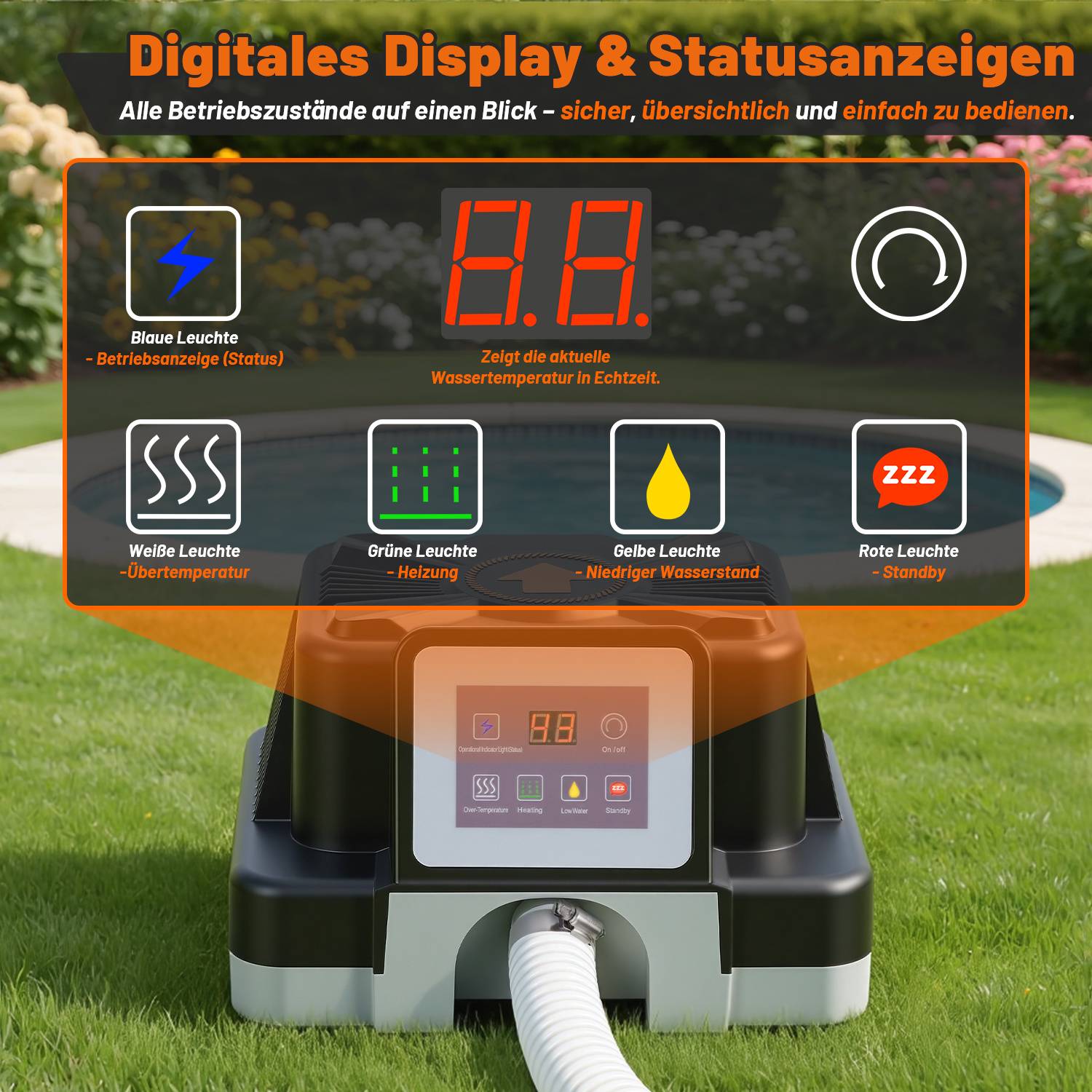 Poolheizer elektrisch 3 kW für 32-38 mm Poolschlauch