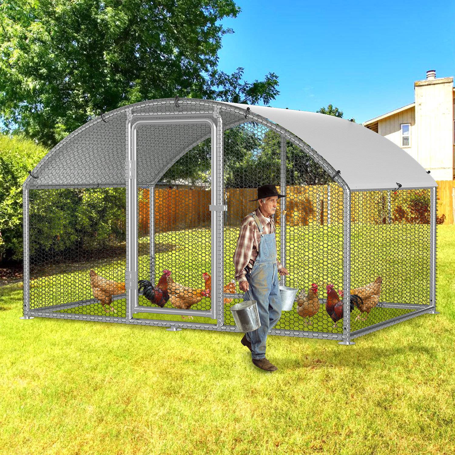 Hühnerstall mit Kuppeldach Freilaufgehege 3x2x2 m verzinkt für Hühner