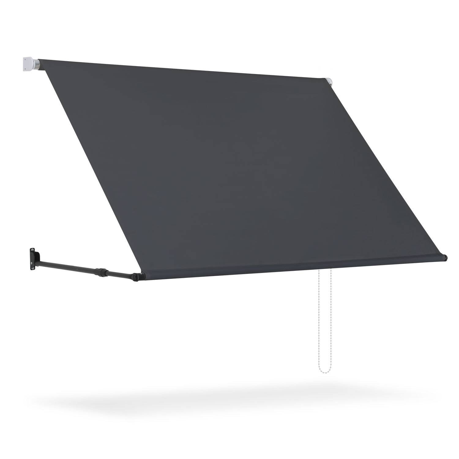 Markise Einziehbar Fenstermarkise Balkonmarkise Anthrazit 150 x 150 cm mit Kordel Stoff und Stahl