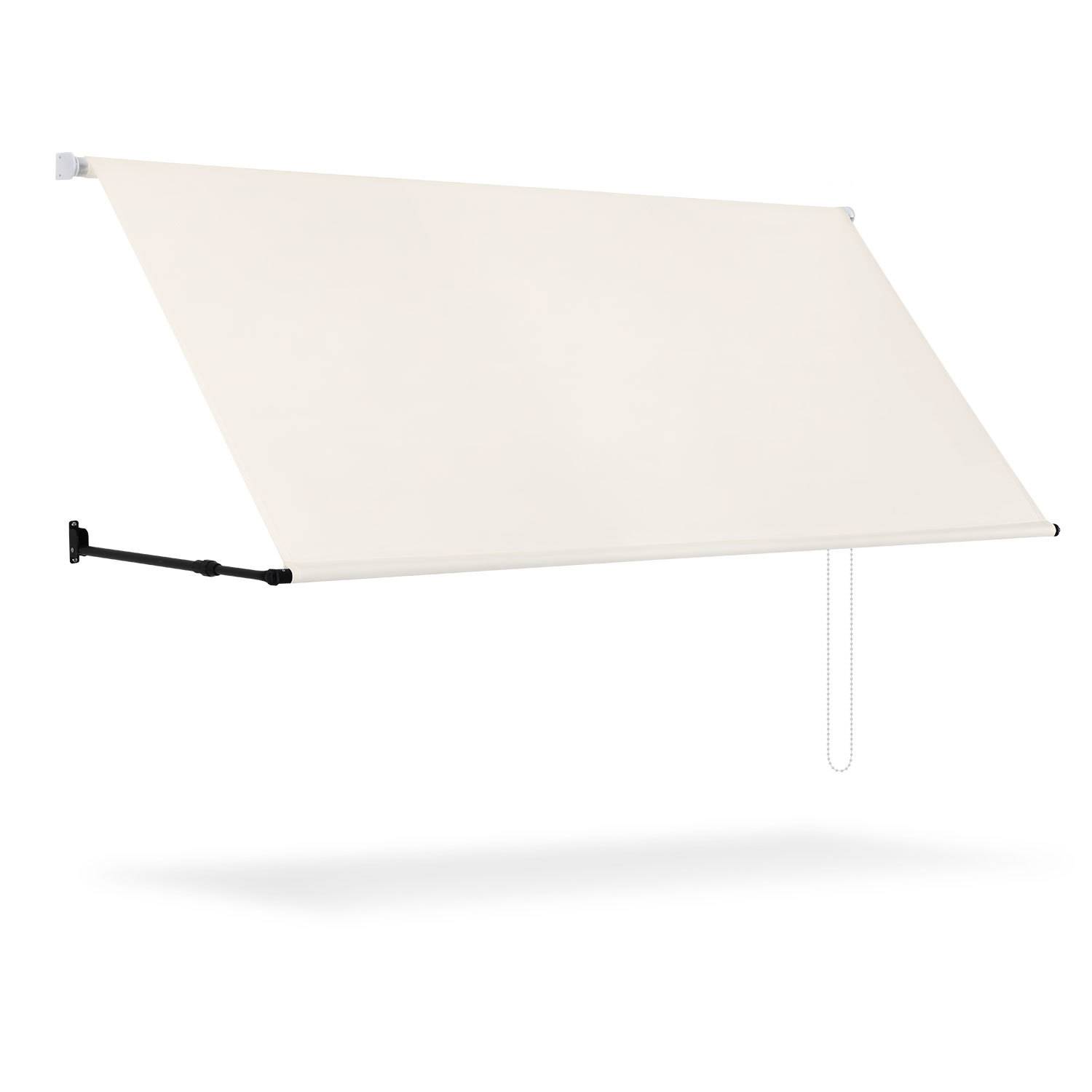Markise Einziehbar Fenstermarkise Balkonmarkise Creme 250 x 150 cm mit Kordel Stoff und Stahl