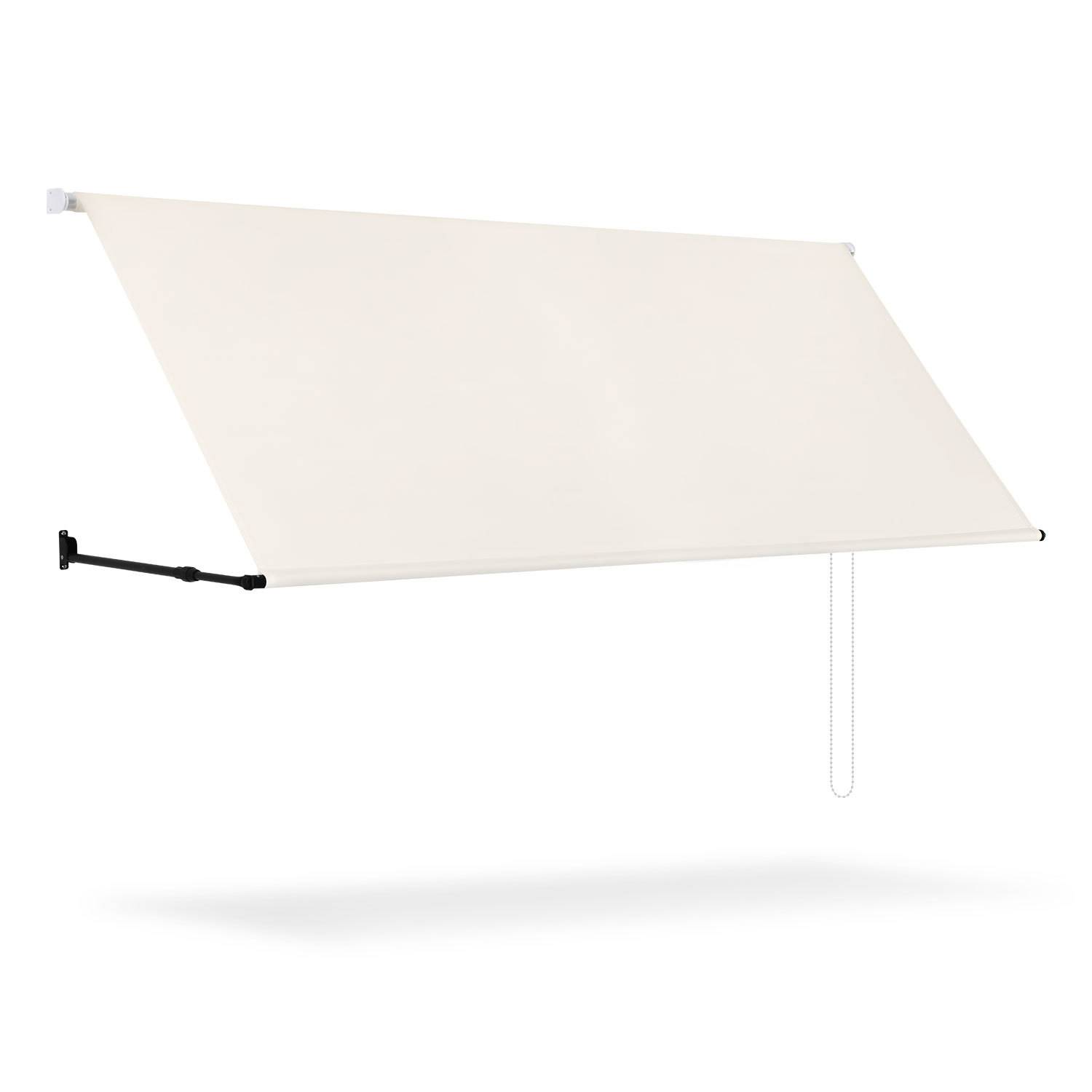 Markise Einziehbar Fenstermarkise Balkonmarkise Creme 300 x 150 cm mit Kordel Stoff und Stahl