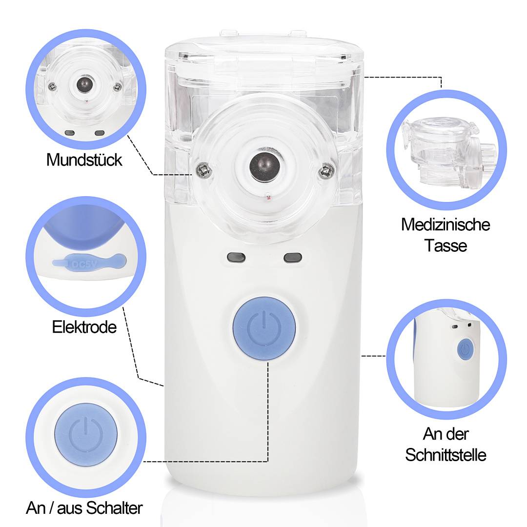 Inhalator Inhaliergerät Vernebler für Erwachsene Kinder Zerstäuber Inhalationsgerät Mini-Inhalator Medizinischer Kompakt-Inhalator Nano Husten