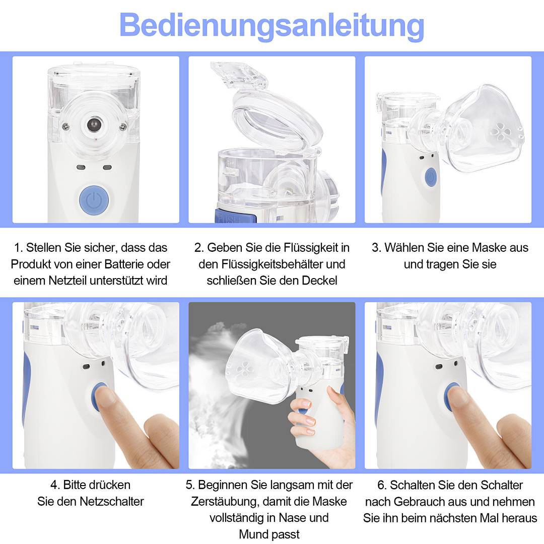 Inhalator Inhaliergerät Vernebler für Erwachsene Kinder Zerstäuber Inhalationsgerät Mini-Inhalator Medizinischer Kompakt-Inhalator Nano Husten