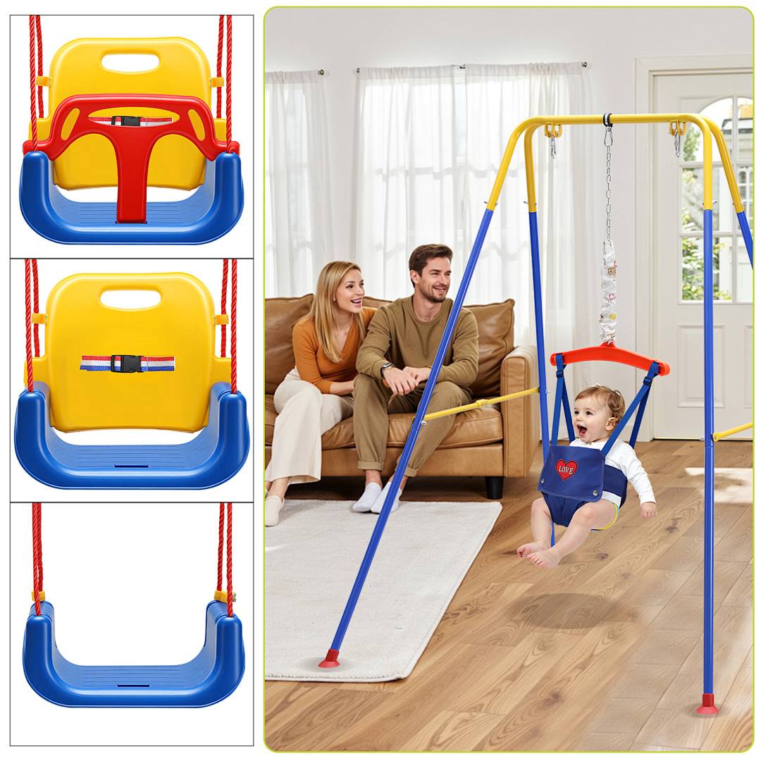 Kinderschaukel 4in1 Schaukel Babyschaukel Seile Kunststoff Indoor Outdoor Kleinkinder Kindersitz