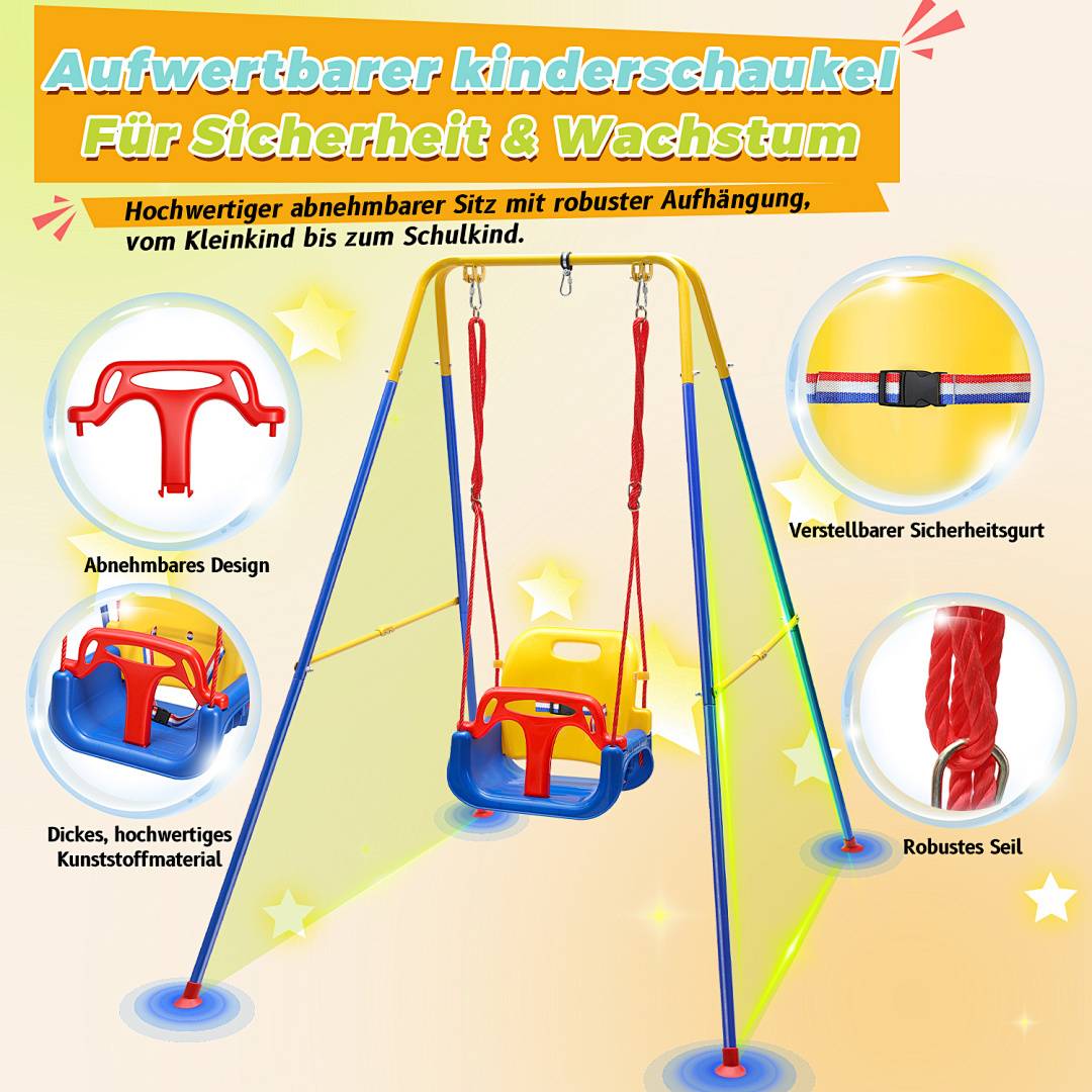 Kinderschaukel 4in1 Schaukel Babyschaukel Seile Kunststoff Indoor Outdoor Kleinkinder Kindersitz