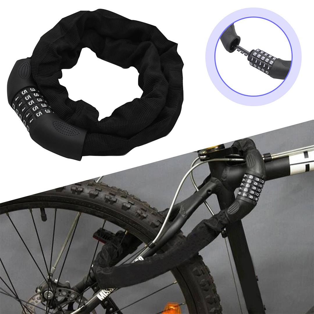 Fahrradschloss Fahrrad Schloss Zahlenschloss 90cm Halterung Kettenschloss Sicherheitsstufe Gliederschloss Motorradschloss Kabelschloss