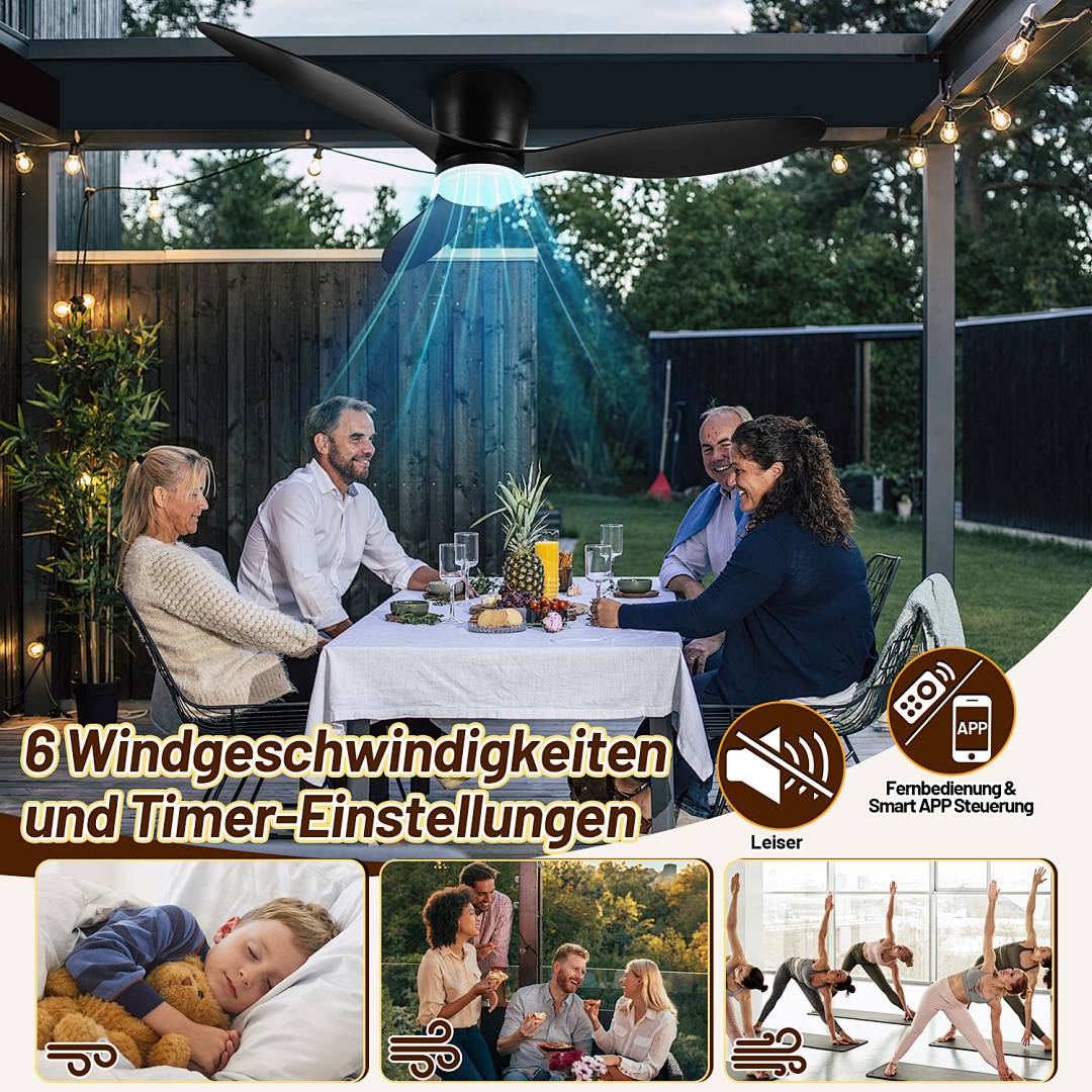 Deckenventilator LED Deckenlampe Ventilator mit Beleuchtung Fernbedienung Schlafzimmer Lüfter mit Fernbedienung Dimmbar