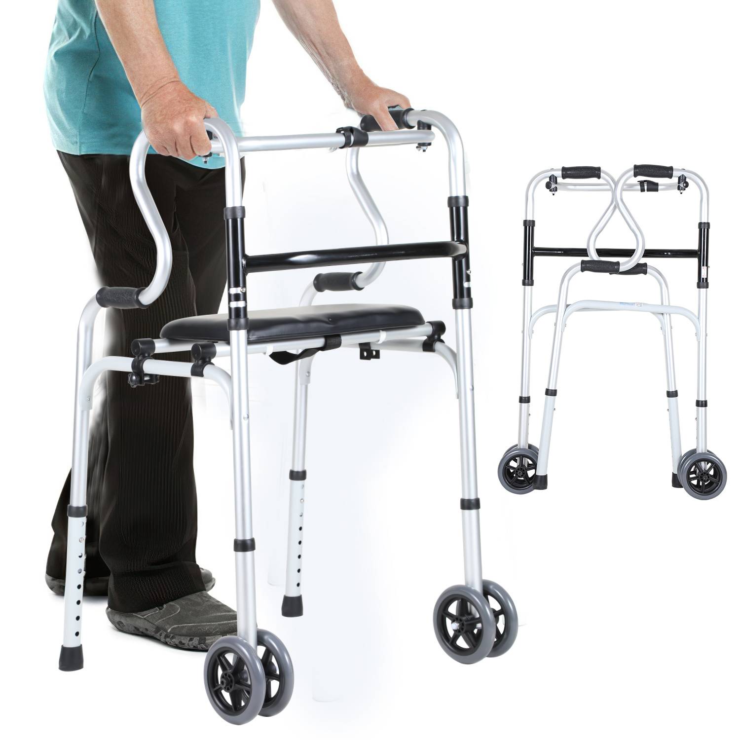 Rollator Gehhilfe faltbar Leichtgewicht Gehwagen Aluminium Wagen klappbar Laufhilfe Medical