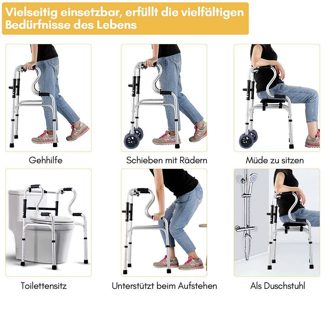 Rollator Gehhilfe faltbar Leichtgewicht Gehwagen Aluminium Wagen klappbar Laufhilfe Medical