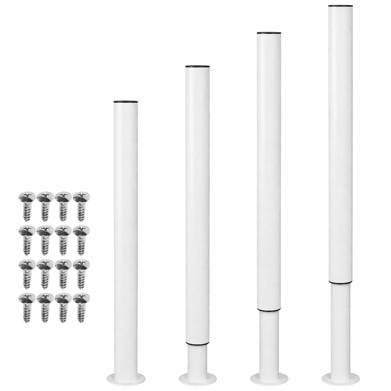 4 verstellbare Tischbeine aus Eisen in weißer Ausführung. Die Höhe ist flexibel von 70 bis 110 cm einstellbar. Geeignet für verschiedene Möbelst