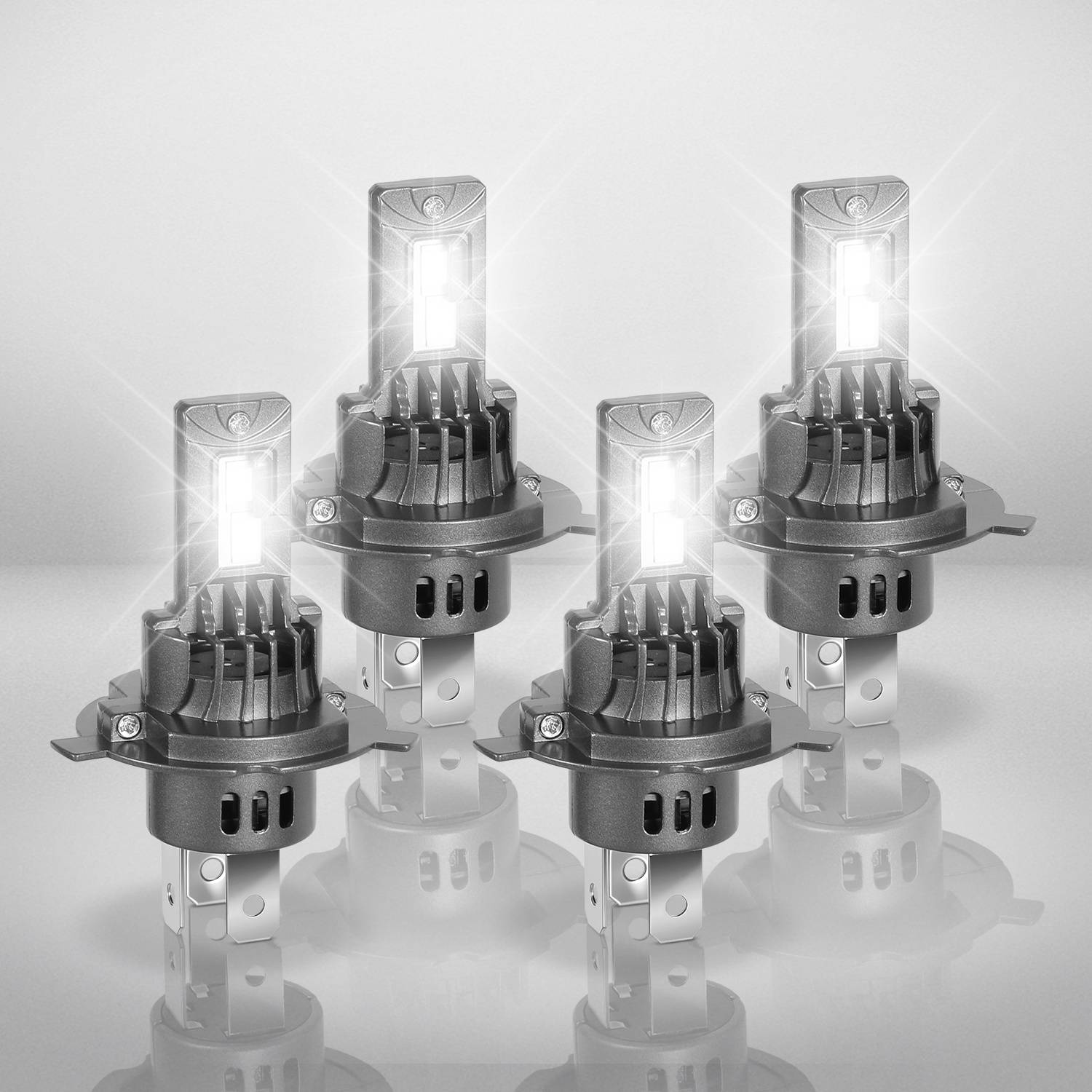H4 LED-Scheinwerferlampe 30W 12V 2500LM 6500K IP65 Plug & Play 4er-Set für Auto/Motorrad