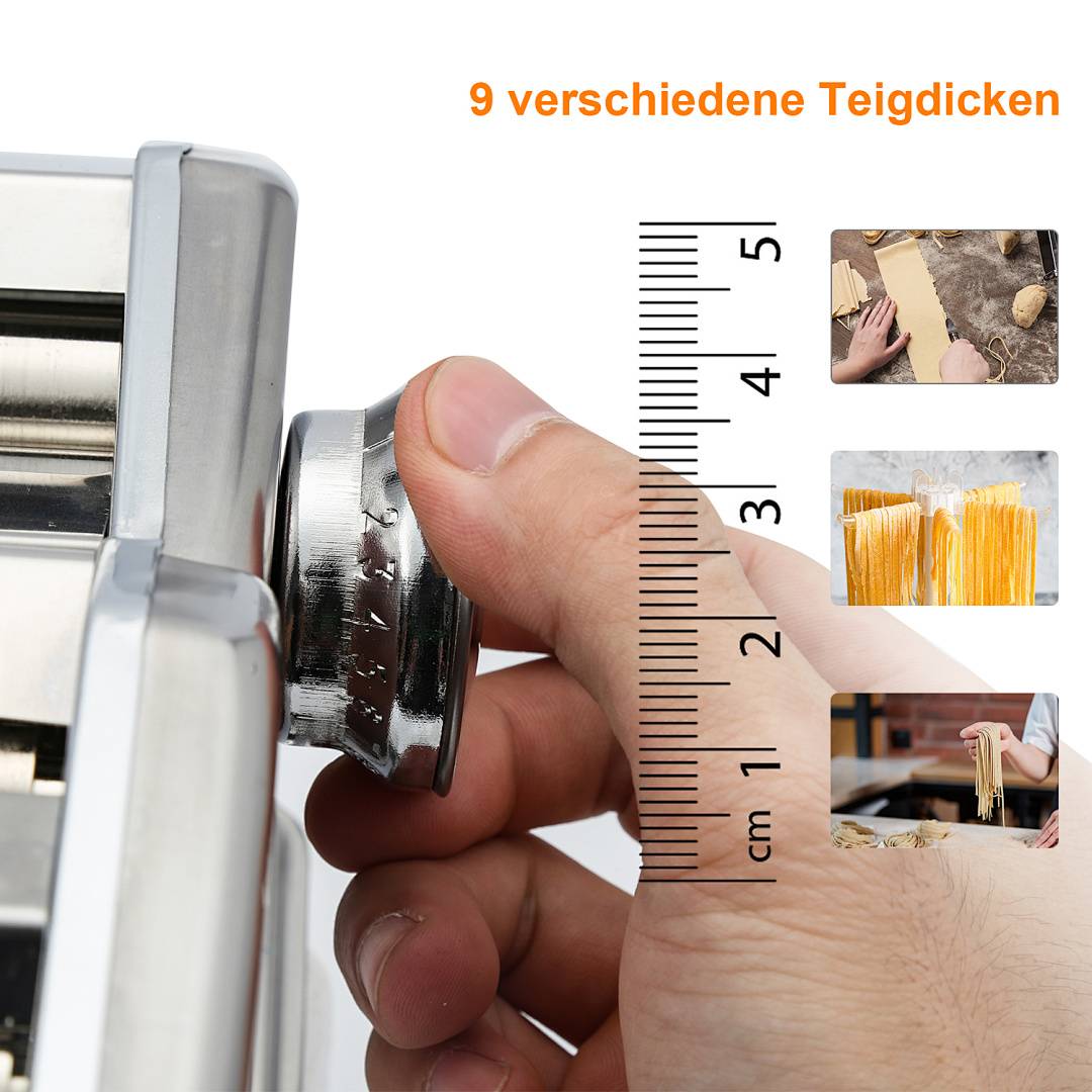 Nudelmaschine Edelstahl Pastamaschine Nudel Pastamaker Pasta Maschine 3 in 1 Lasagne Spaghetti Tagliatelle