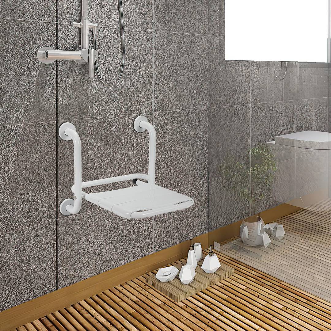 Duschklappsitz Wandmontage Duschsitz Klappbar Badhocker Duschhocker Badestuhl Verstellbar Badehilfe Duschstuhl