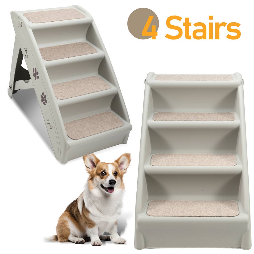 Hunderampe Hundetreppe 4 Stufen Klappbar Einstiegshilfe Tiertreppe Tierrampe Haustiertreppe Rampe Einstieghilfe