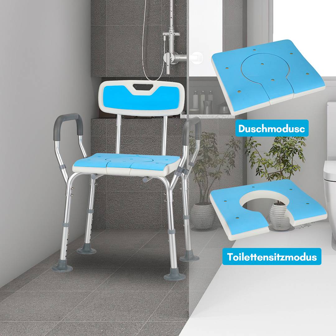 Badhocker Duschhocker Höhenverstellbarer Alu Badestuhl Verstellbar Badehilfe Duschstuhl Quadrat Duschsitz