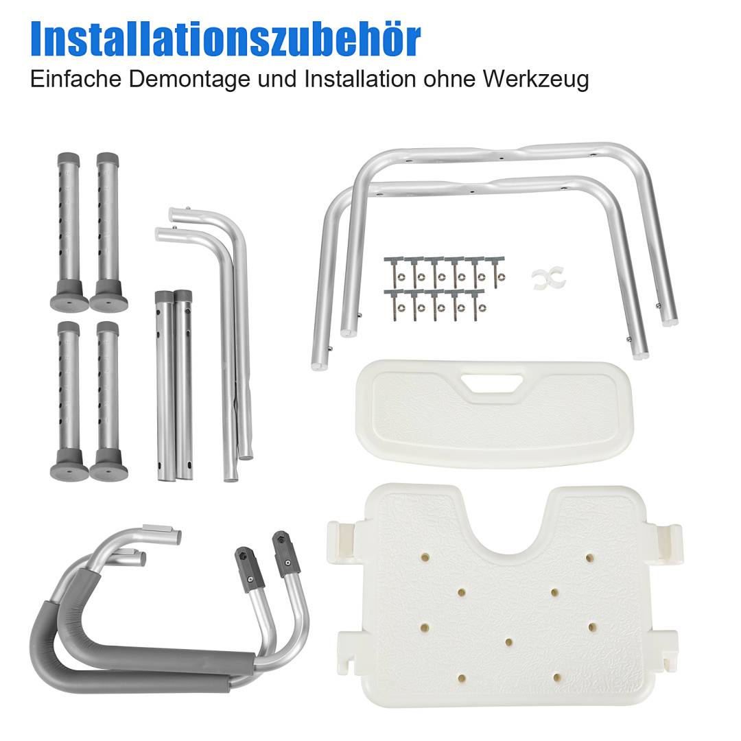 Badhocker Duschhocker Höhenverstellbarer mit matte Badestuhl Verstellbar Badehilfe Duschstuhl Quadrat Duschsitz