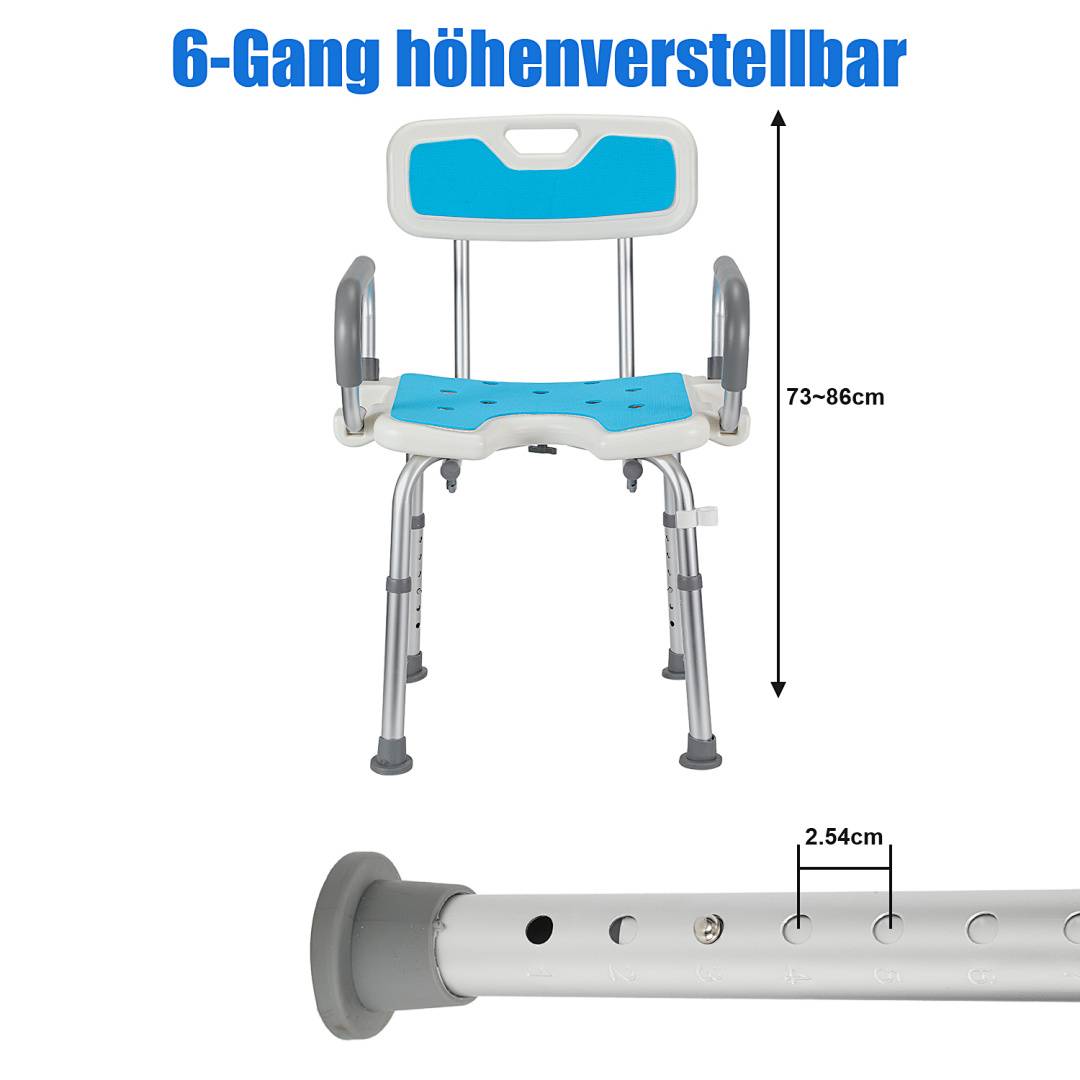 Badhocker Duschhocker Höhenverstellbarer mit matte Badestuhl Verstellbar Badehilfe Duschstuhl Quadrat Duschsitz
